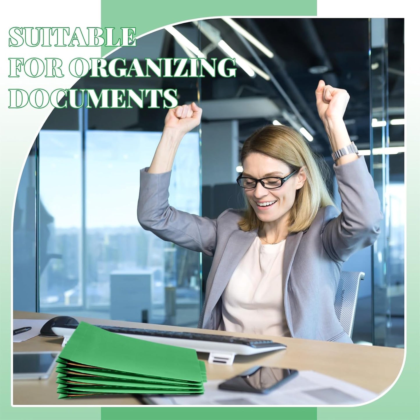 48 Pcs Classification Folders Letter Size, 1 Divider Pressboard File Folder with Fasteners, Expanding File Organizer Bulk for Teachers, Clergy, Office, Church, Christmas Donations (Green)