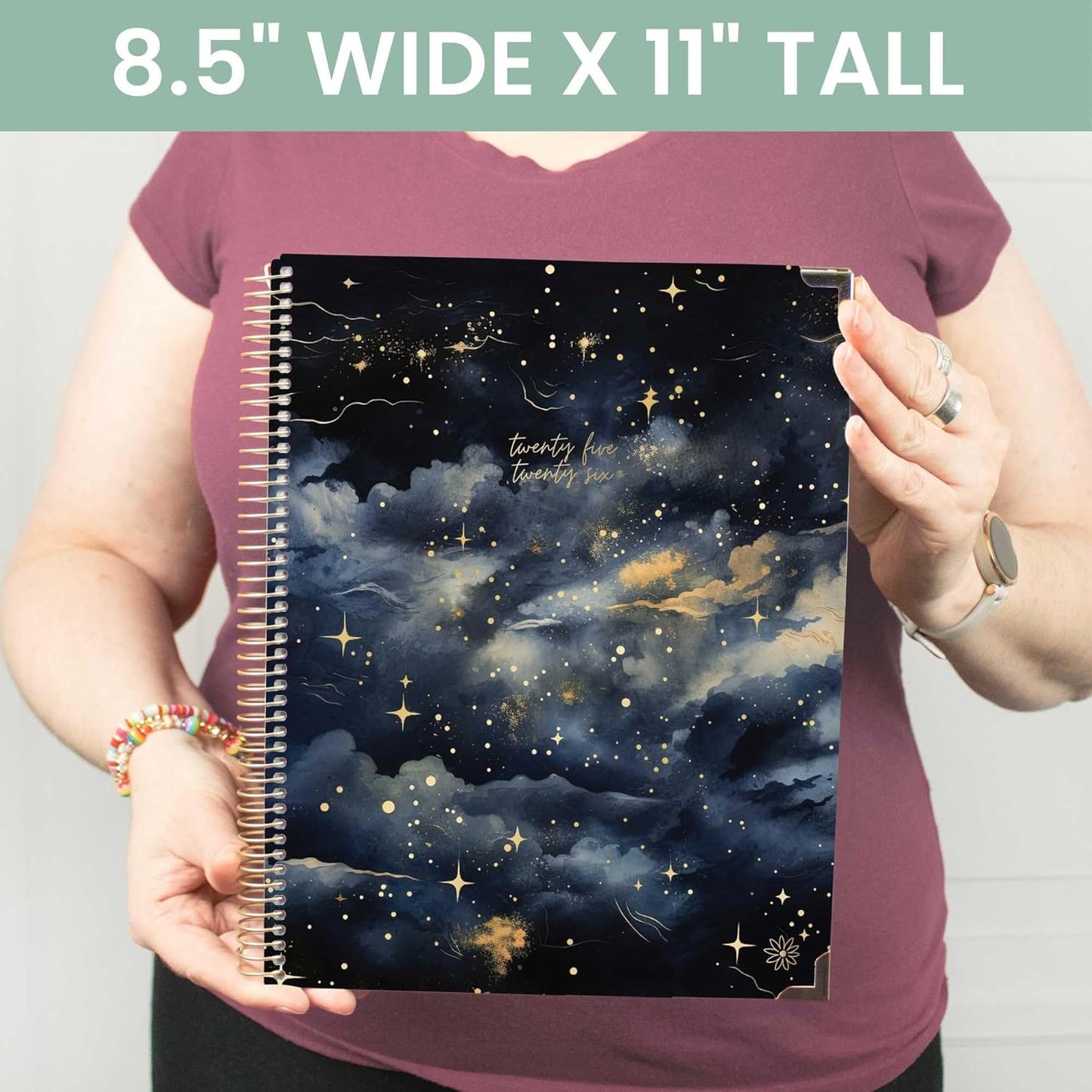 bloom daily planners HARDCOVER 2025-2026 (8.5" x 11") Academic Year Day Planner (July 2025 - July 2026) - Task Goal Organizer - Monthly & Weekly Inspirational Agenda Book - Midnight Sky