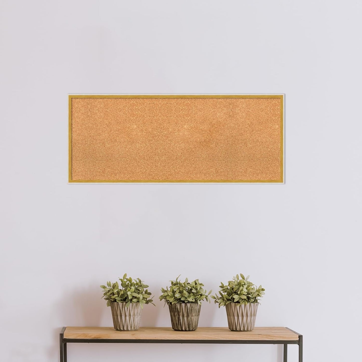 Amanti Art Natural Cork Board for Wall, 17x41 Vision Board with White Frame, Large Corkboard Office Decor for Home Organization, Modern Corkboard Pinboard to Display Items for Home Organization in