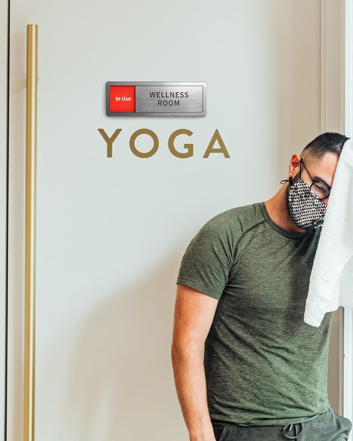 Wellness Room Office Door Signs, Do Not Disturb- In Use/Available Slider Sign for Home Office Wellness Conference Vacant Occupied Privacy Sliding Door Sign,Brushed Silver