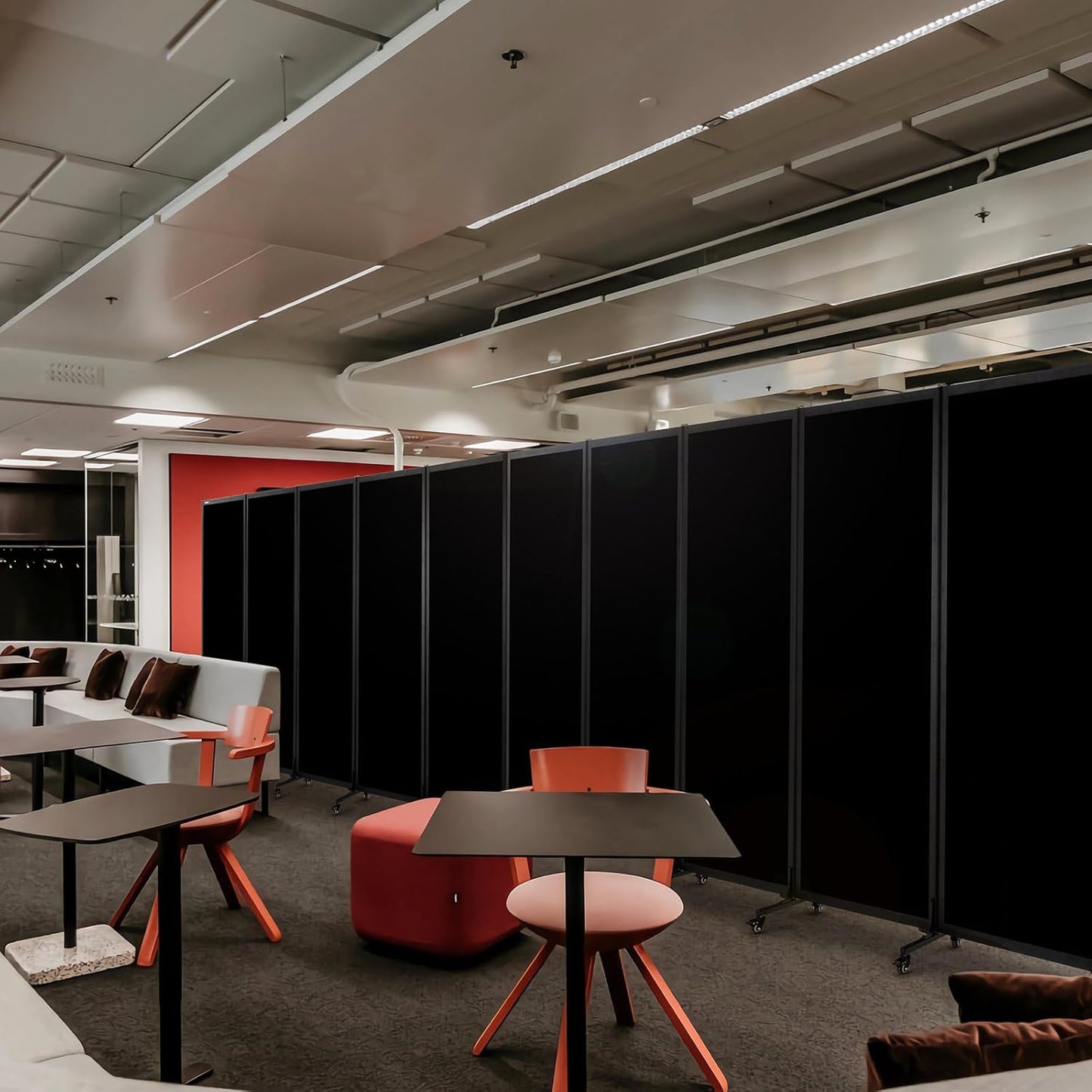 Upgrade Version Room Partition and Divider, Freestanding Rolling Dividers with Wheels,Office Privacy Screen Divider Wall,Classroom Felt Dividers,12'2"L* 6'7"H,6 Panel,Black