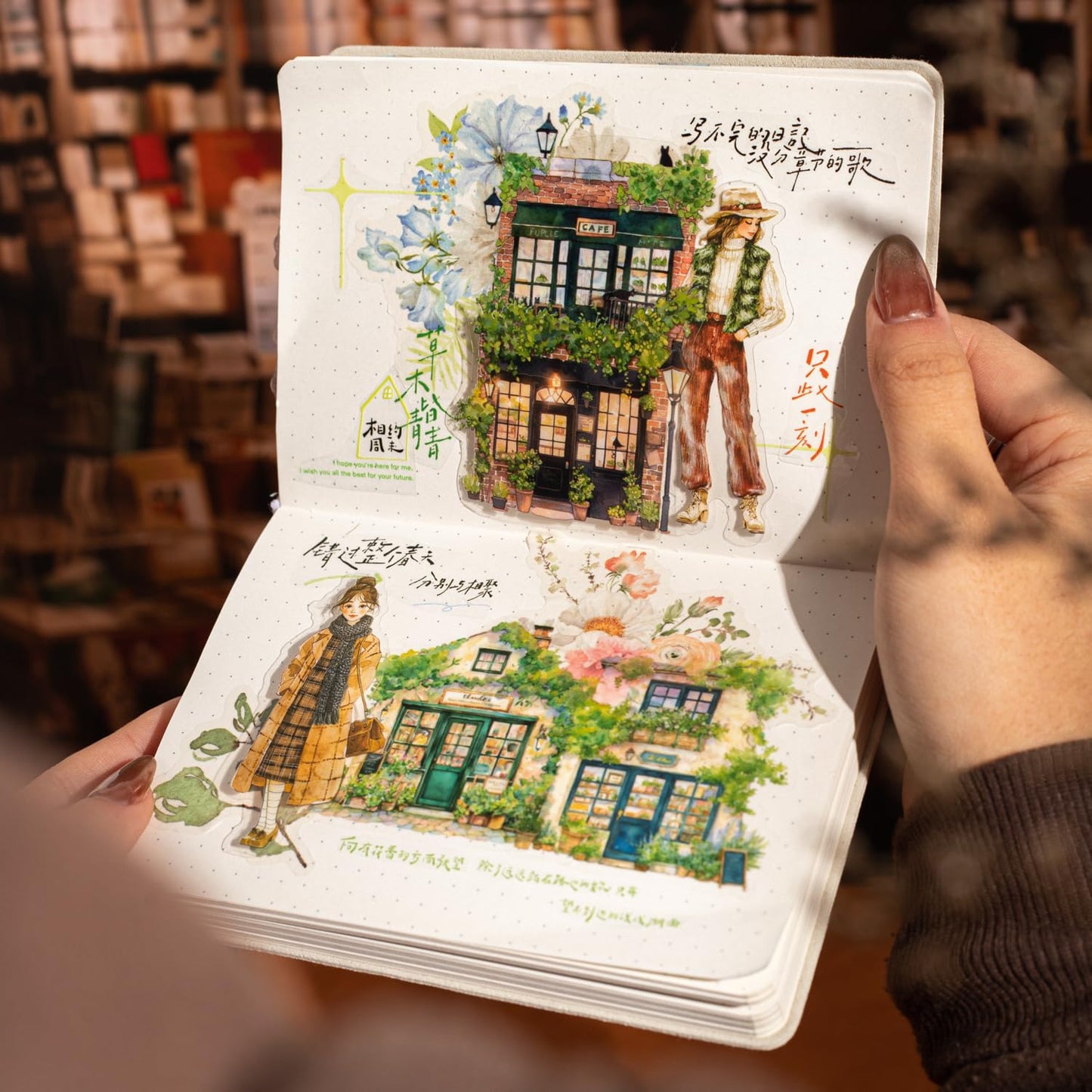 6 Rolls House Building Theme PET Tape Set, Pre-Cut Decorative Grocery Shop Stickers for Scrapbooking, Journaling, and Waterproof Craft Supplies with Clip