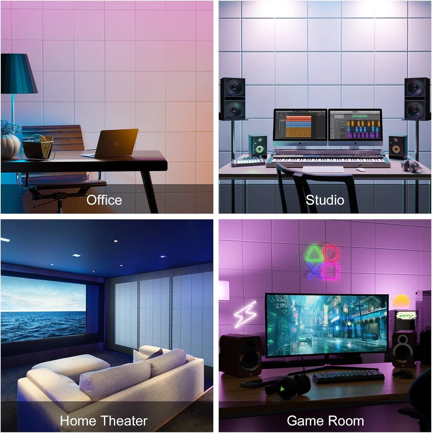 Sonicism 22 Pack Acoustic Wall Panels with Self-Adhesive, 12" X 12" X 0.4" Sound Proof Foam Panels, Decorative Soundproof Wall Panels, Sound Proof Absorbing Tiles for Home & Offices, White