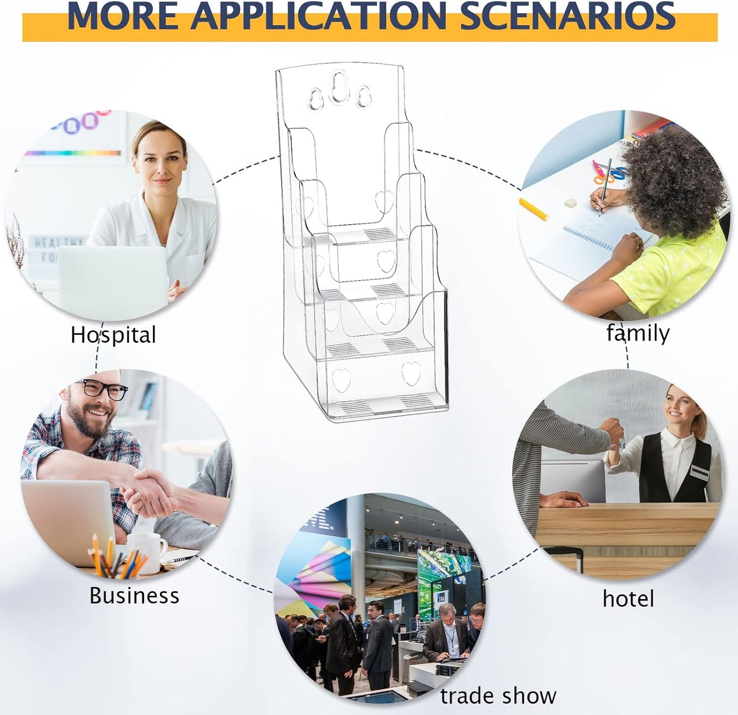 Crtiin 2 Pack 4 Tier Acrylic Brochure Holder Display Stand 4 x 9 Inch, Pamphlet Organizer Flyer Literature Clear Plastic Wall Mount Countertop for Classroom Booklets Magazines Office Home(4 x 9 Inch)