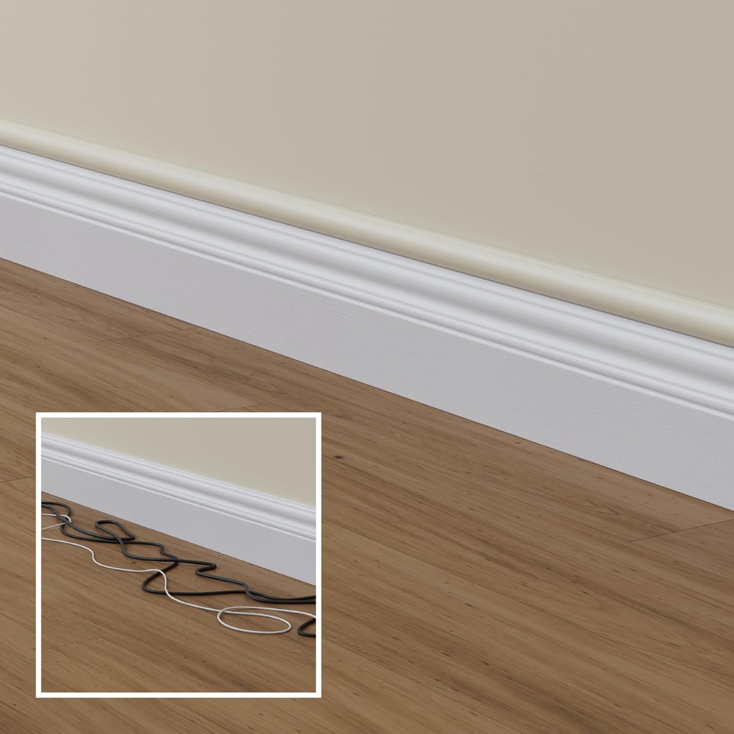 D-Line 13.12ft Cord Hider Kit, Patented Cable Cover, Hide Wires on Wall, Channel for TV Mount Cords, Raceway Wire Hiders, Paintable, Adhesive, Half Round, 4X 1.18in W x 0.59in H x 39in Lengths, Beige