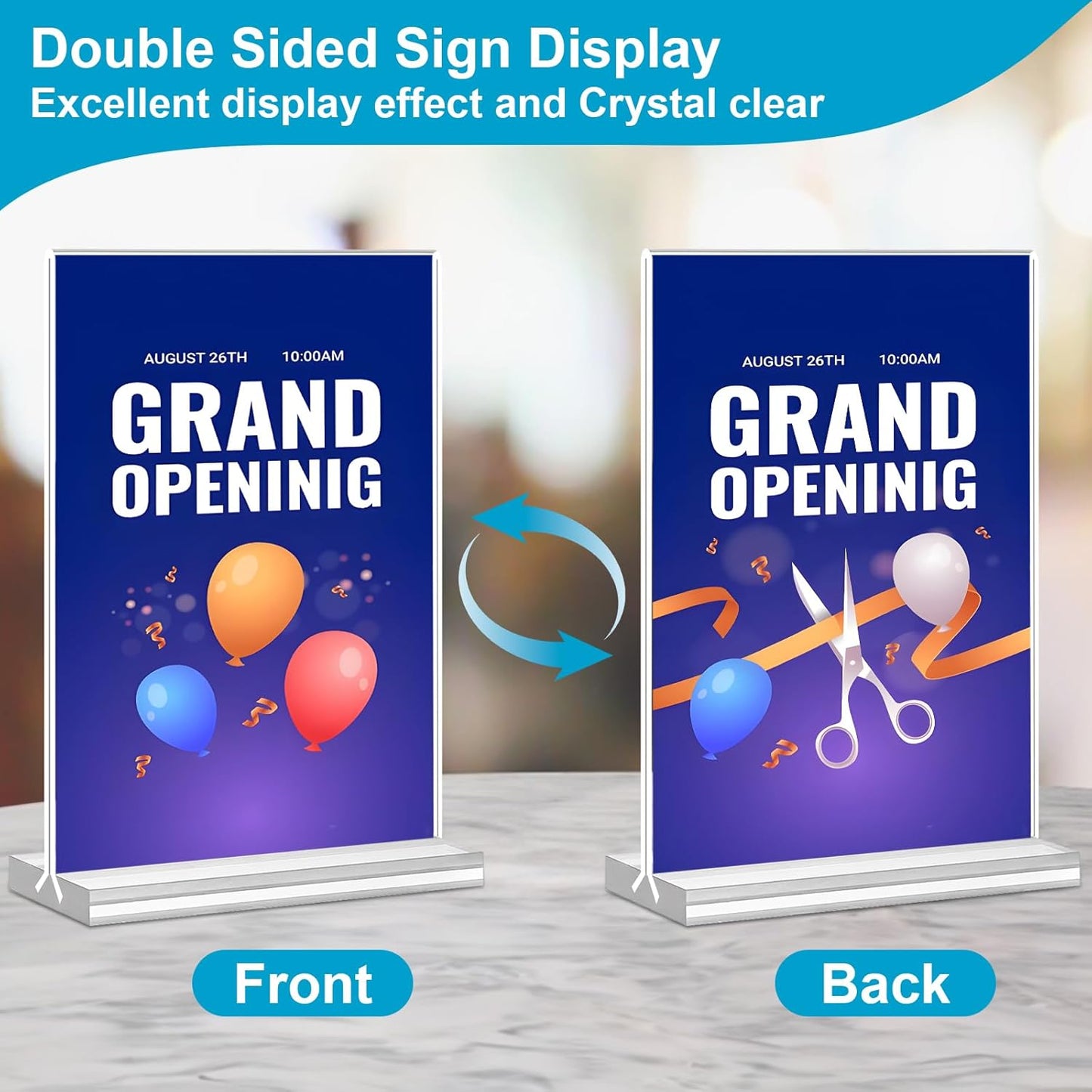 Acrylic Sign Holder 5x7, 10 Pack Clear Double Sided Table Menu Vertical Display Stand Desktop Display Stand Paper Holder Table Sign Suitable for Restaurants Office Store Show Fair