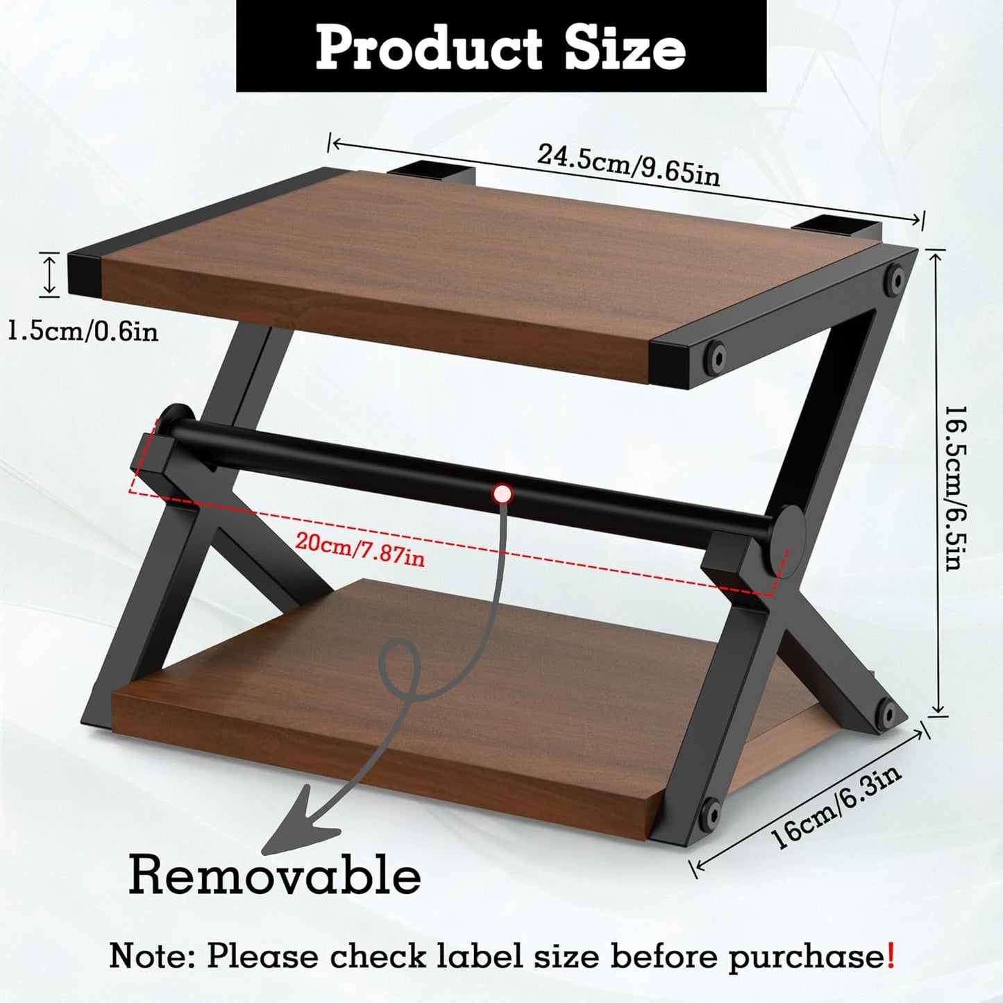 Alyoen Label Holder for Rolls and Fan-Fold Labels, Thermal Shipping Label Holder for Thermal Printer, Desktop Label Printer Accessory Supplies for Home, Office, Small Business (Black + Gray)