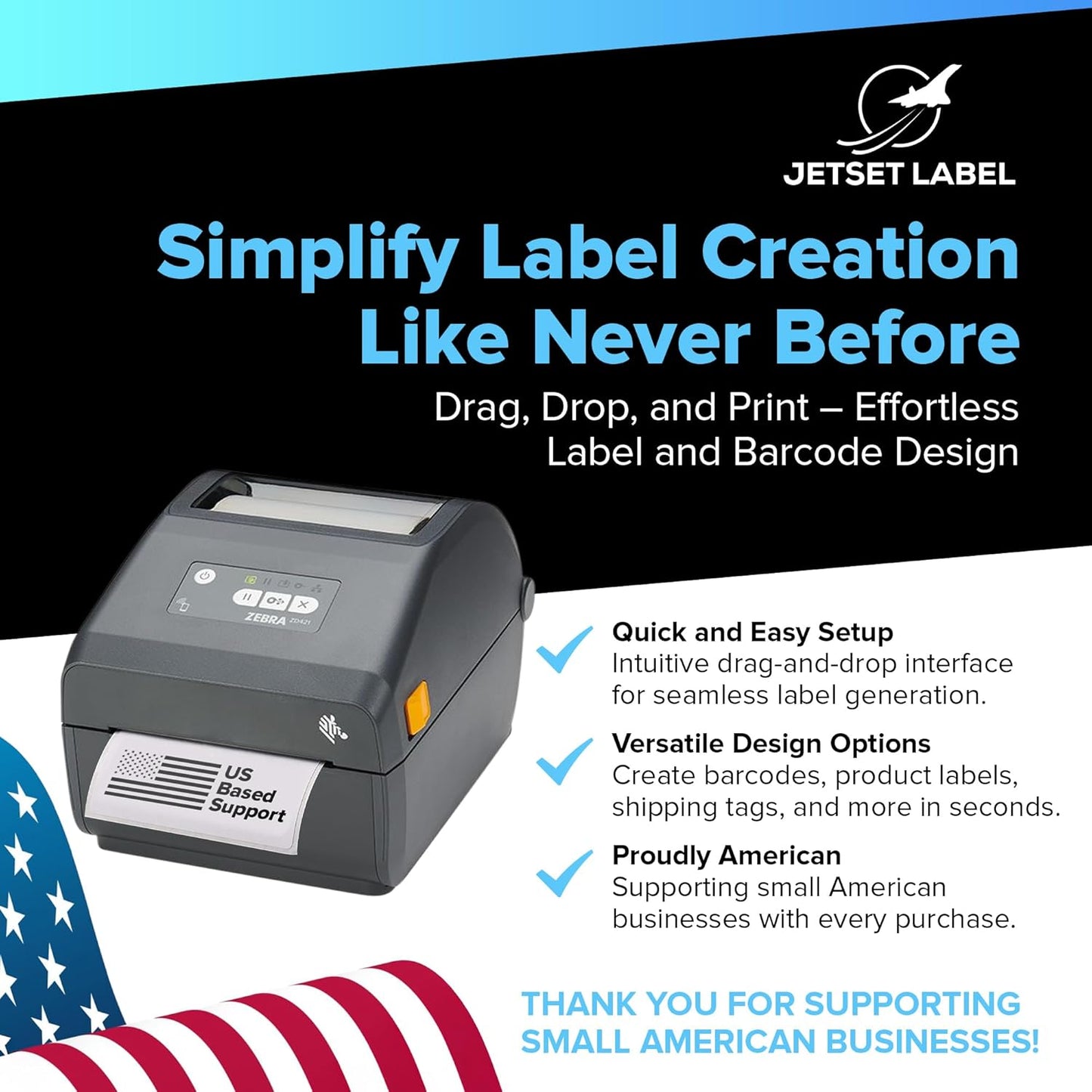 Zebra ZD421 Direct Thermal USB 203 dpi | ZD4A042-D01M00EZ 4 inch Width | No Thermal Ribbon Required