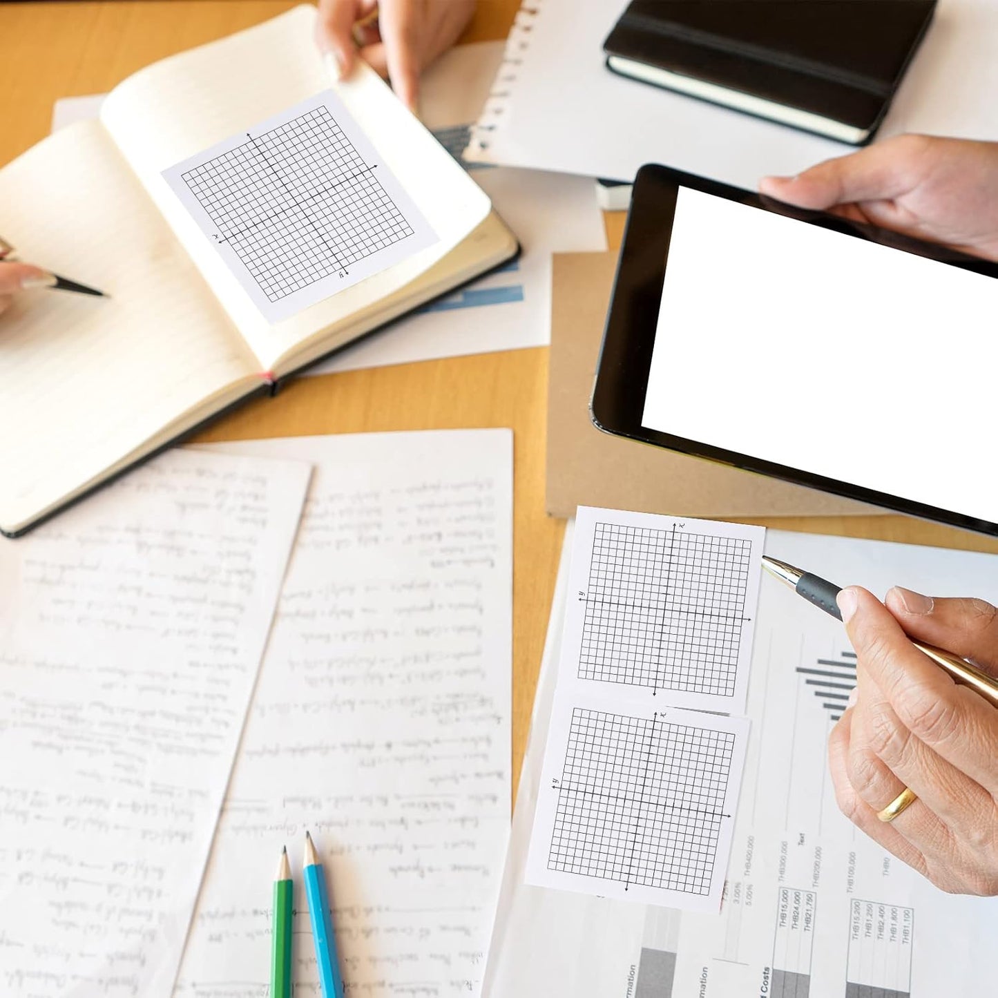 Sabary 8 Packs Graph Paper Sticky Notes 400 Sheets 3 x 3 Inch Lined Mini Graph Pads 20 x 20 Four Quadrant Adhesive Grid Sticky Notes for Office School Math Supplies(8 Pads)