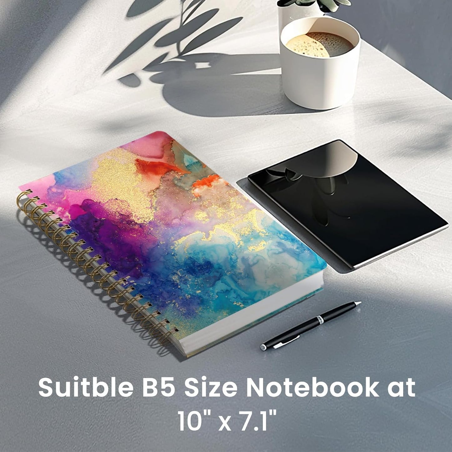 Lined Spiral Notebook Journal for Work, 300 Pages Thick B5 (7.1"x10") College Ruled Journal for Women & Writing, Hardcover Notebook for Note Taking, Perfect for Office Home School, Color Splash