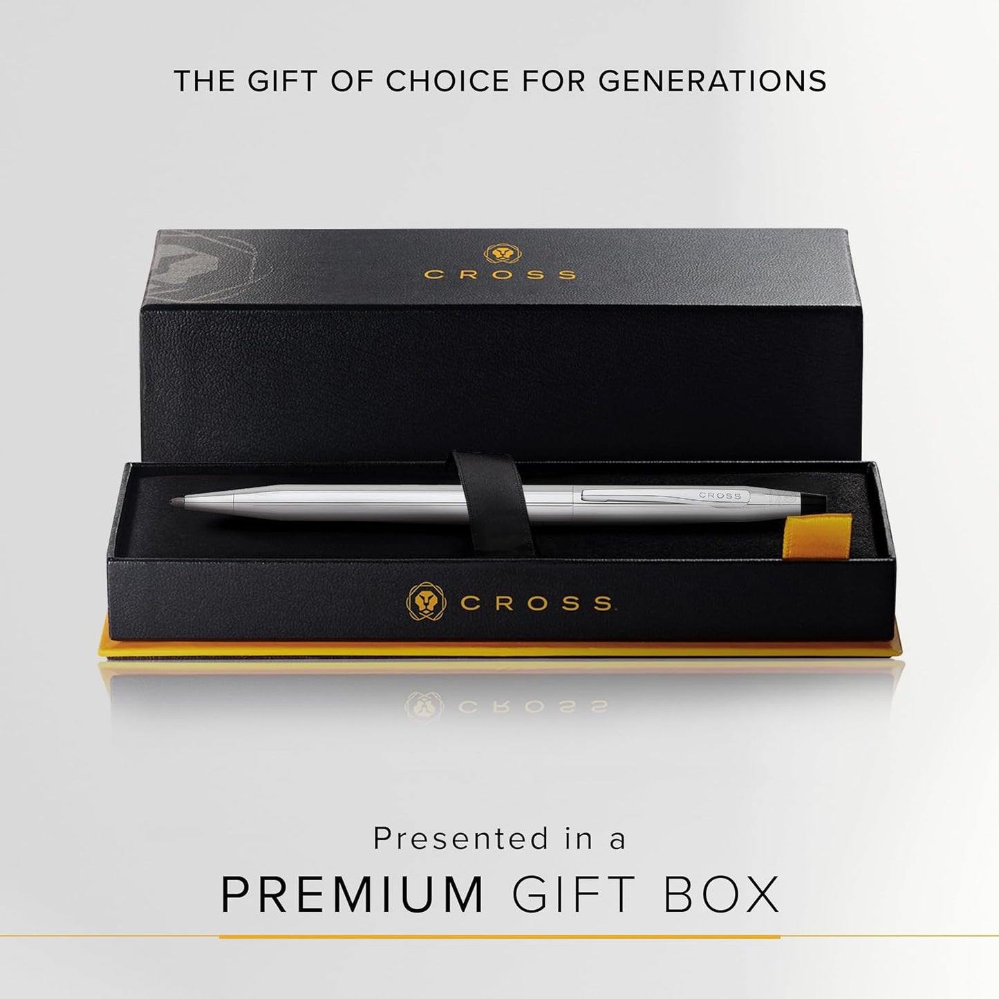 Cross Classic Century Refillable Ballpoint Pen Presented in a Luxury Gift Box - Medium Point, Black Ink, Lustrous Chrome