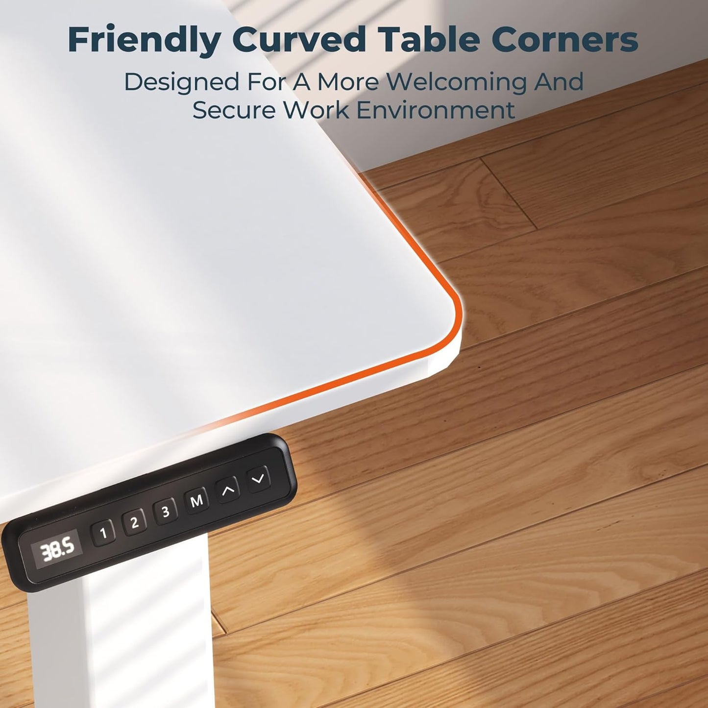 4 Legs Standing Desk, Large 55x28 Inches Electric Adjustable Height Desks with Splice Board, Stand Up Desks Home Office Computer Workstation, White