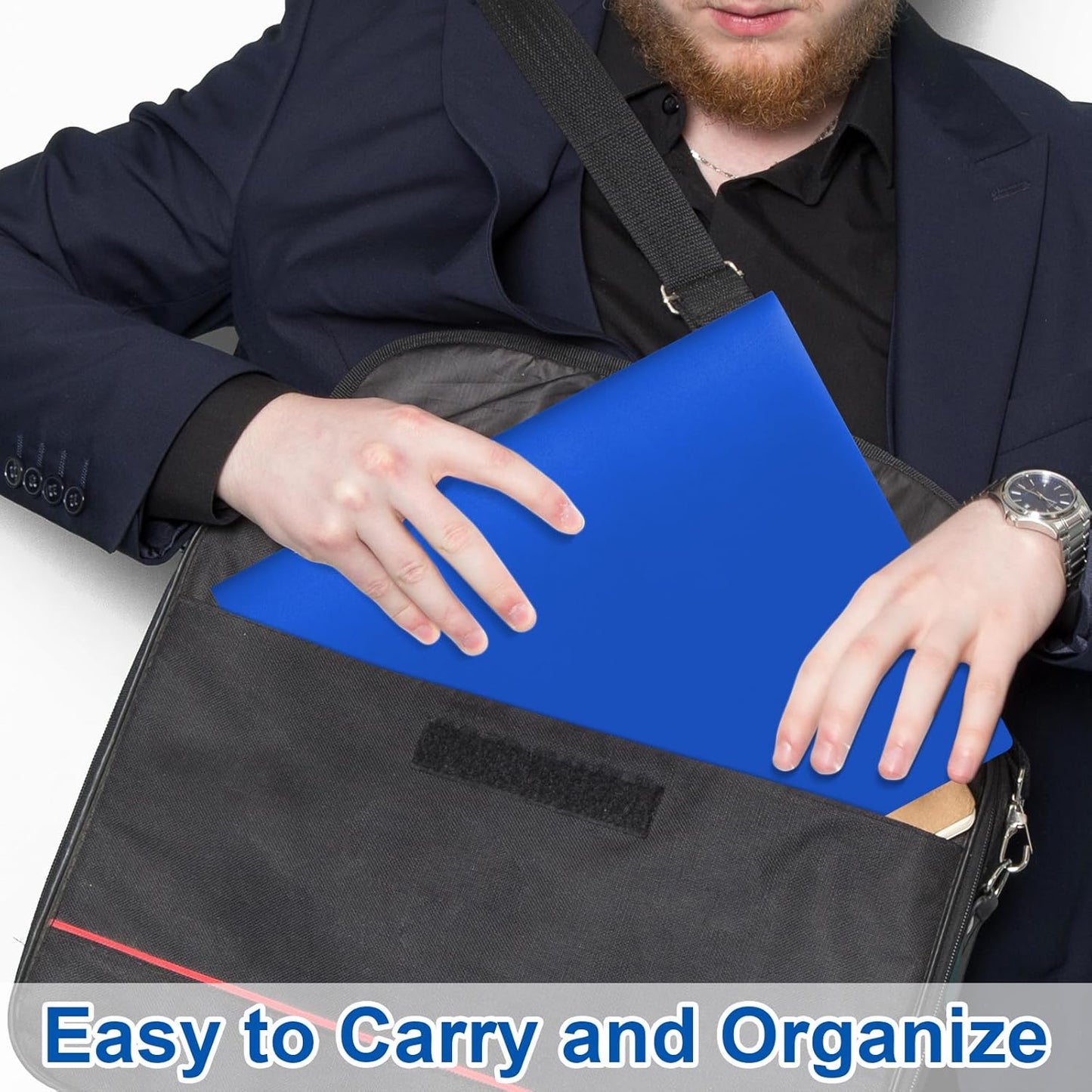 60-Pack Plastic Folders with Pockets,2-Pocket Poly Folders Holds 8-1/2" x 11" Paper for School/Office/Home, Blue