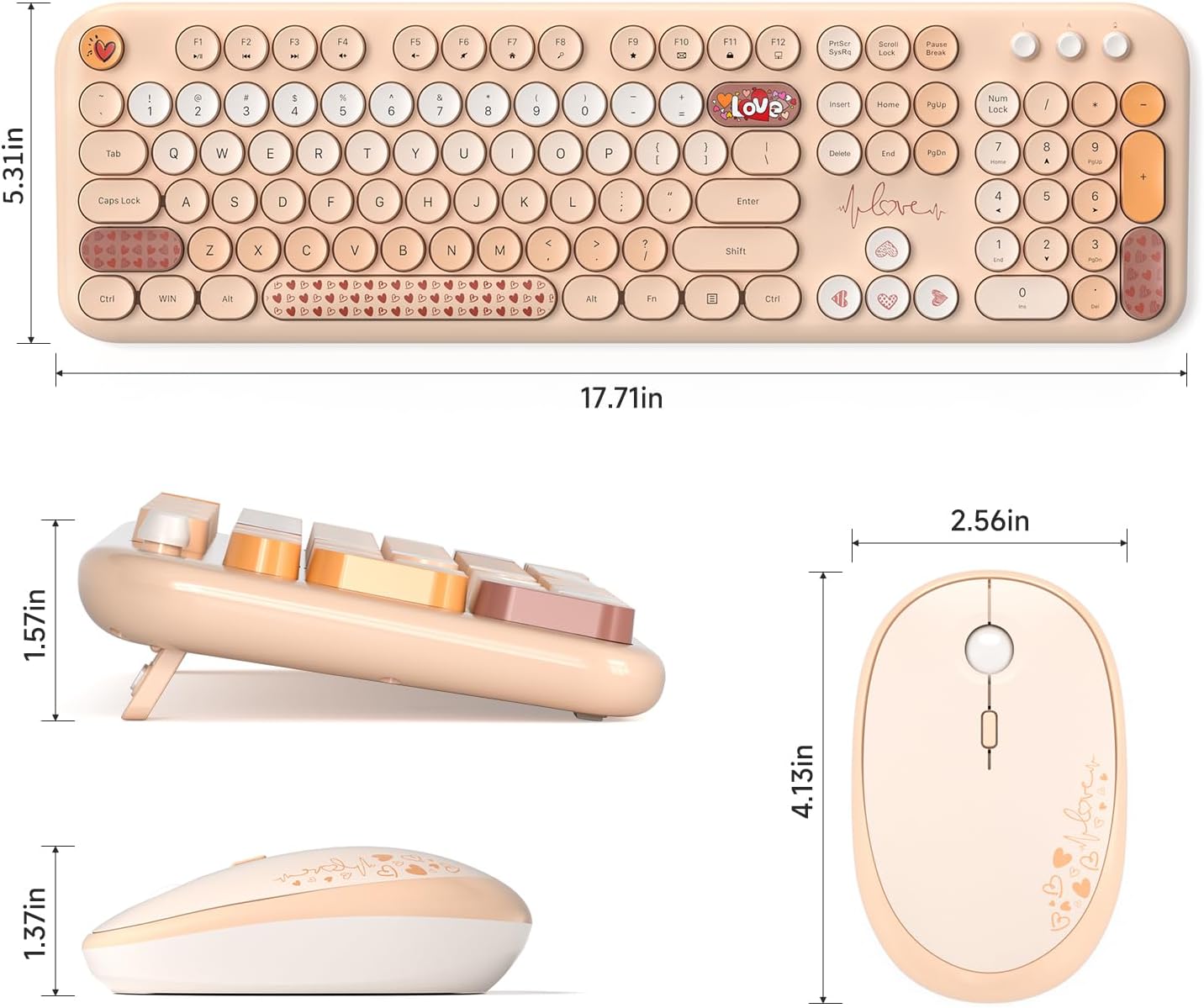 MOFII Wireless Keyboard and Mouse Combo, Cute Retro Typewriter Keyboard and Silent Mouse, 2.4GHz Full Size Computer Keyboard Wireless Mouse Set for PC, Laptop, Desktop, Windows (Yellow Colorful)