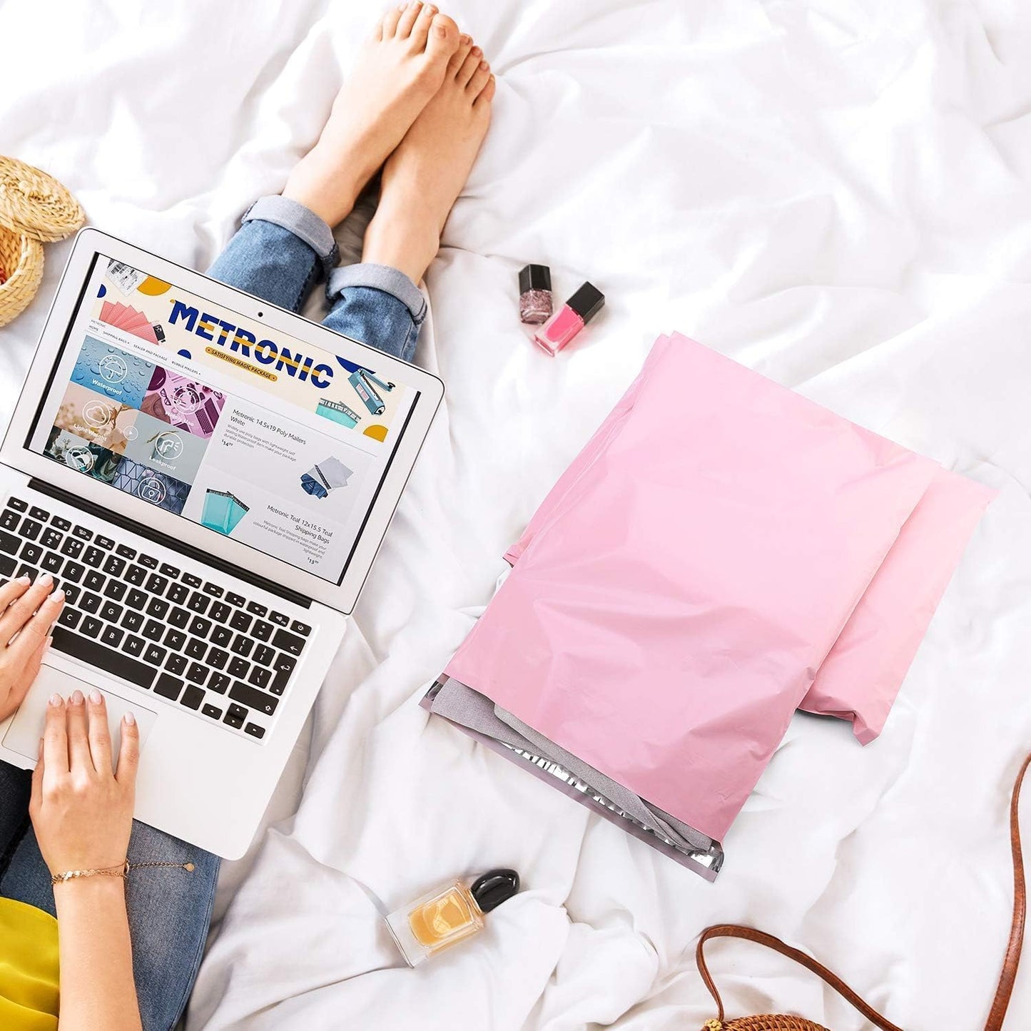 Metronic Poly Mailers 14.5x19 70000 Pack Large Shipping Bags for Clothing Mailing Bags with Strong Self-sealing Adhesive Waterproof and Tear-Proof Poly Bag Bulk in Light Pink