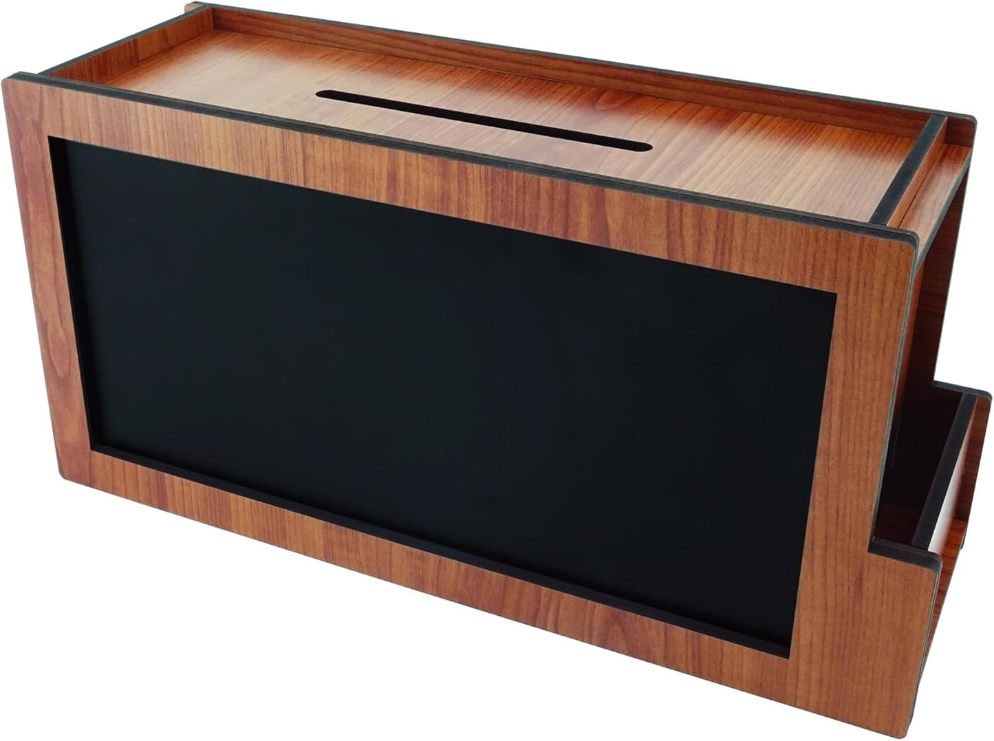 SHUMEI Wooden Suggestion Box with Chalkboard – Feedback, Donation, & Voting Box with Top Slot & Side Holder for Cards and Pens – Ideal for Office, Classroom, or Events