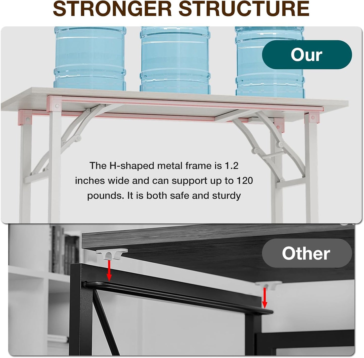 TEMI Small Computer Desk Folding Table - 43.3" Foldable Office Desk, No Assembly, Perfect for Small Spaces in Bedroom, Dorm, or Apartment, Portable Mini Desk or Study Table Compact Design, White Ash