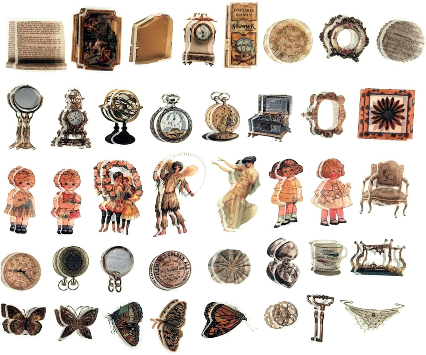 200PCS Vintage Scrapbooking Supplies Pack, Aesthetic Scrapbook Sticker Paper Art Journaling Kit for Bullet Junk Journals,Planner,Cottagecore Decor Gifts (Retro)