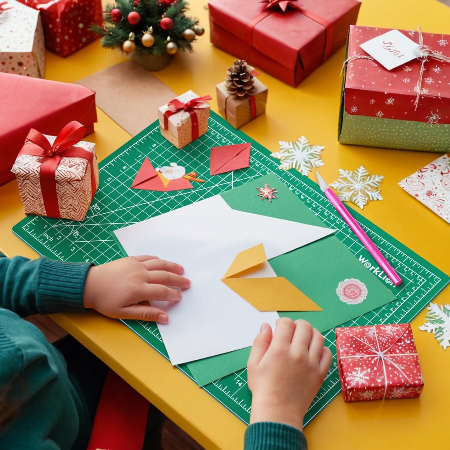 WORKLION Self Healing Cutting Mat - 12 x 18 inch Double Sided 5-layer Gridded Rotary PVC Cutting Board, for Sewing, Quilting, Scrapbooking and Arts & Crafts Projects (5 Pack)