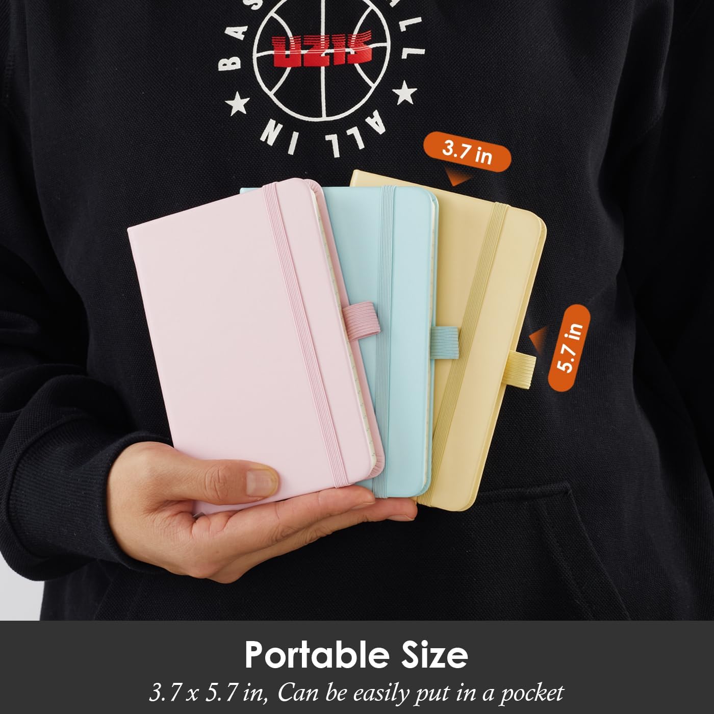 Small Notebook Journal with Pen, Mini Pocket Notepad for Women, Small Pocket Size Note pads for Note Taking, Pink, Yellow, Sky Blue Note Book