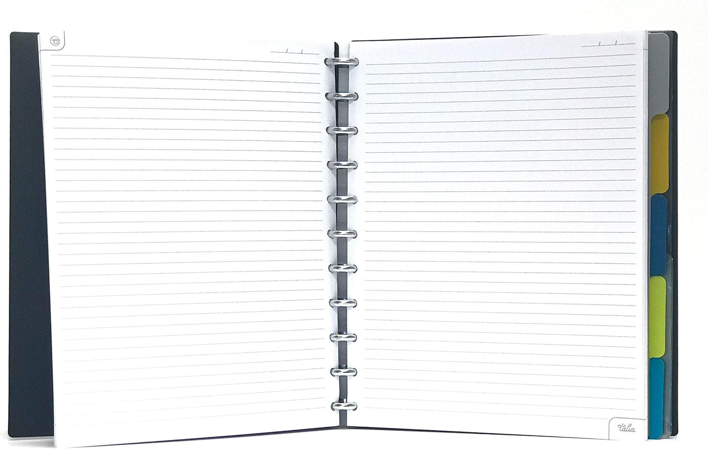 Talia Discbound Notebooks, Planner, Customizable, (yClear w/Silver Discs, Letter (8.5in x 11in))