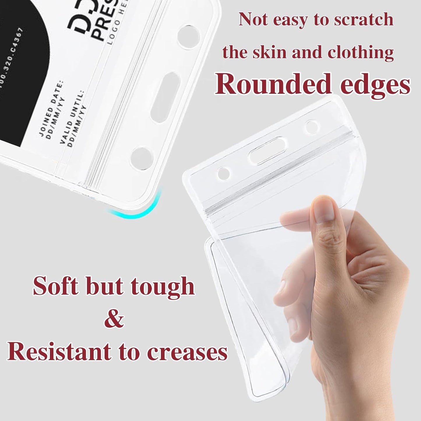 100 ID Badge Holders with 100 Blank Cards, Blank on Both Sides, White and Thick ID Card Holders with Cards