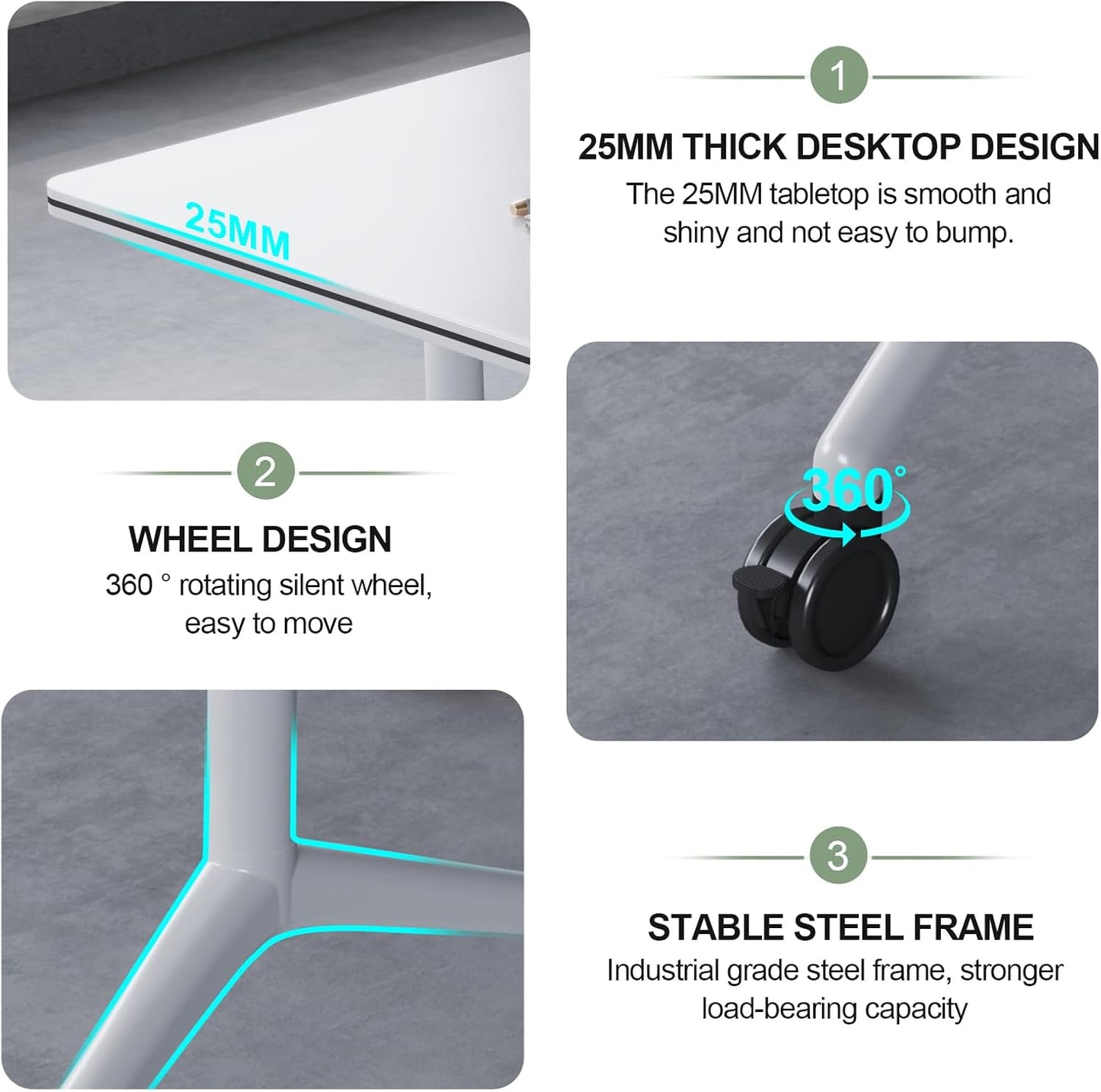 Conference Room Tables,Folding Conference Table Rolling Meeting Modern Training Tables with Flip Top,Mobile Conference Table with Locking Wheels,for Meeting Room Office Classroom(2pack 70.8in)