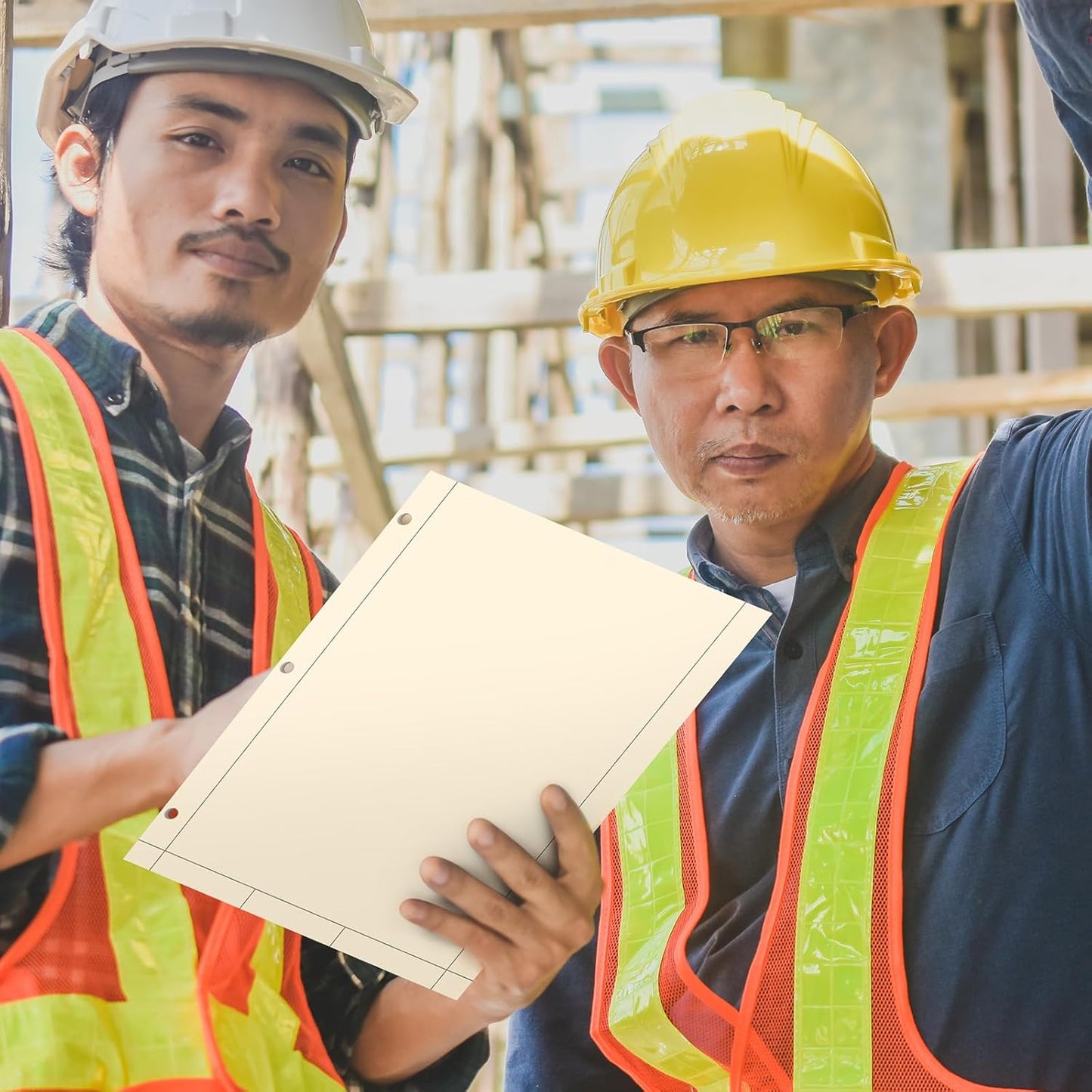 Seajan 2 Pcs Engineering Paper Notebook Engineering Computation Pad 8.5 x 11 Inches Engineer Graph Paper Notepad, 5 Squares Per Inch 3 Hole Punched Computation Pad, 100 Sheets/pack (Yellow)