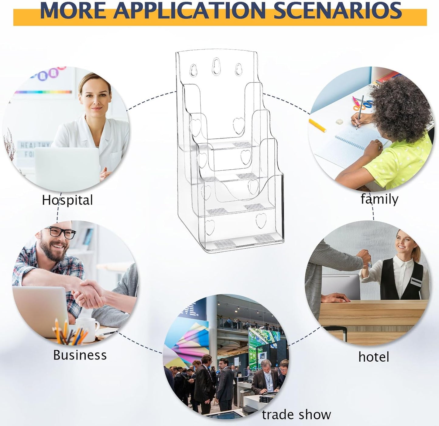 Crtiin 2 Pack 4 Tier Acrylic Brochure Holder Display Stand 6 x 9 Inch, Pamphlet Organizer Flyer Literature Clear Plastic Wall Mount Countertop for Classroom Booklets Magazines Office Home