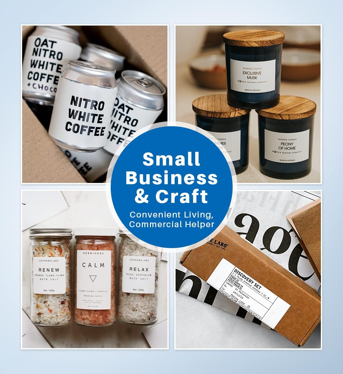 Phomemo Labels, 2.36'' x 1.57'' Self-Adhesive Sticker, Multipurpose Thermal Label for M220 M250 M260 M221 M200 Printer,for Barcode, Name, Jar, Tag, Address, Gift, Box and More Labeling,180 Pcs