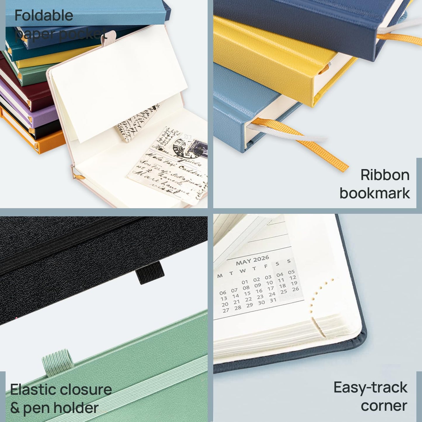 POPRUN 2026 Daily Planner One Page Per Day A6 Size Calendar (4.25" x 6.25") - 12 Months Hourly Appointment Book with Hardcover, Monthly Tabs, Pocket, Pen Holder - Burgundy