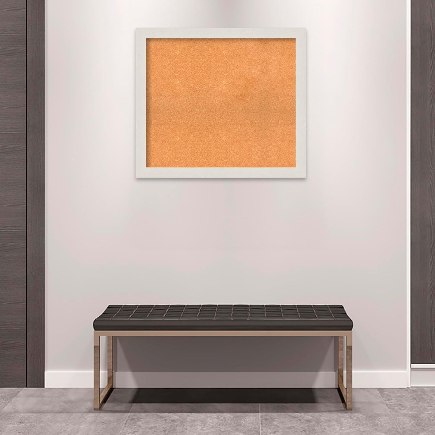 Amanti Art Natural Cork Board for Wall, 29x33 Vision Board with White Frame, Large Corkboard Office Decor for Home Organization, Country Rustic Corkboard Pinboard to Display Items for Home