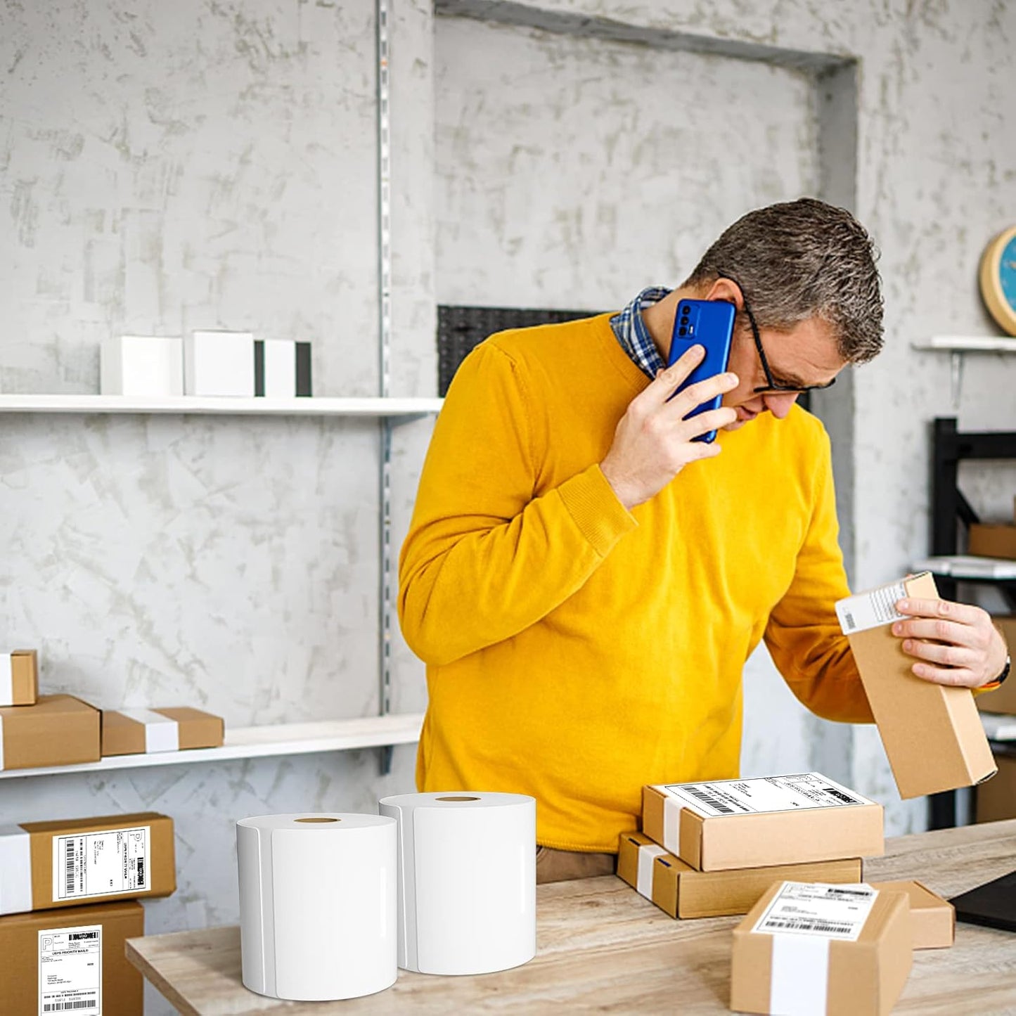 MFLABEL® 10 Rolls of 450 Labels 4x6 Direct Thermal Shipping Labels for Zebra 2844 ZP-450 ZP-500 ZP-505