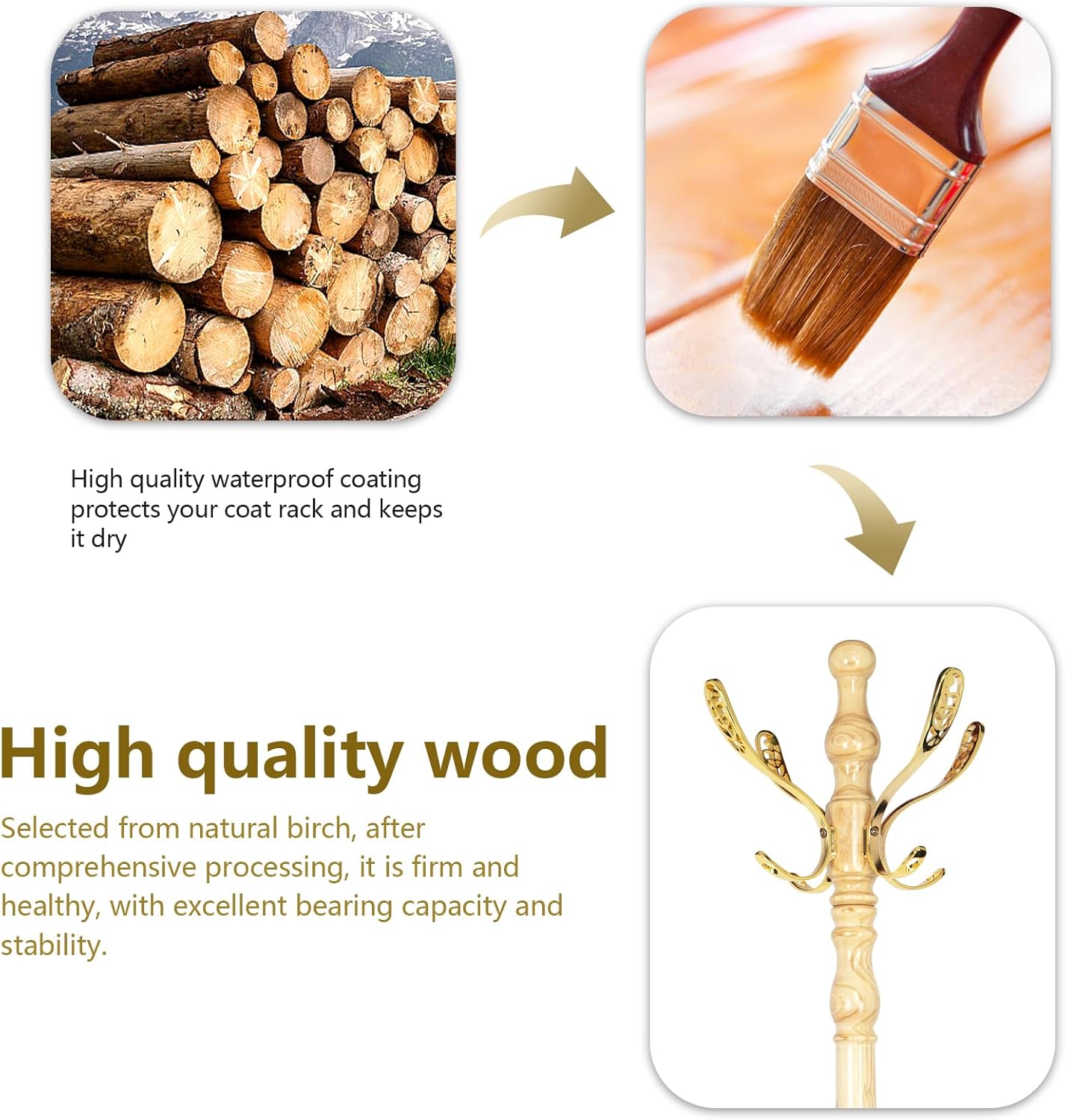 Vintage Wooden Coat Rack Free Standing,14 Hooks, 3-Level Adjustable Height, 73-Inch Retro Coat Rack Stand, Suitable for Entryway, Living Room, Office and Bedroom (Natural)