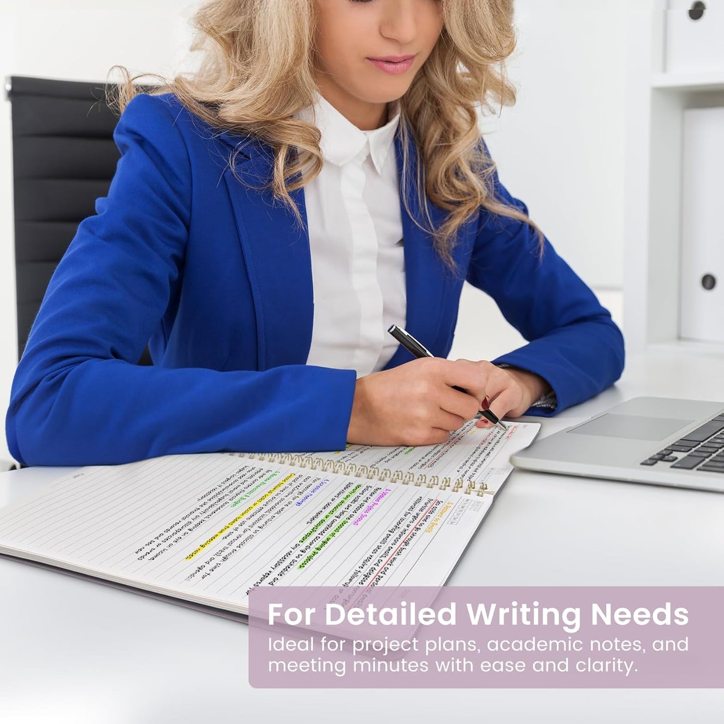 Taja Spiral Lined Notebook, 8.5"x11" Notebooks for Work, Large A4 Journal for Women & Men, College Ruled Journaling Notebook for Writing, Plastic Cover Spiral Journal, Checkered