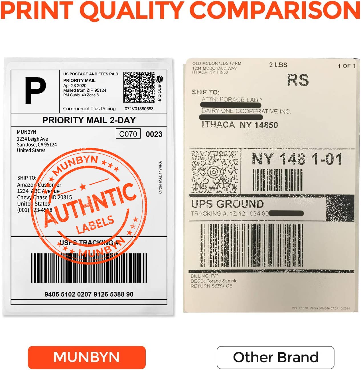 MUNBYN 4x6 Inch Direct Thermal Shipping Labels, 6000 Pcs/12 Rolls(500 Pcs per Roll), Shipping Label Paper for Thermal Printers