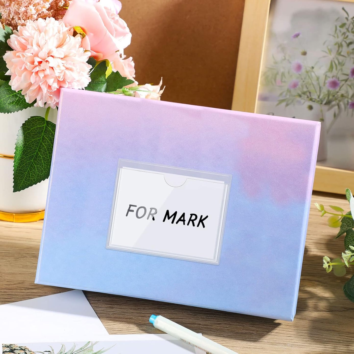 Chinco 30 Pcs Self Adhesive Pockets, Bin Labels for Storage Bins, Clear Pocket Label Sleeves, Plastic Index Card Holder with Top Open for Organizing Bins Box Drawer(2.75 x 3.5 Inches)