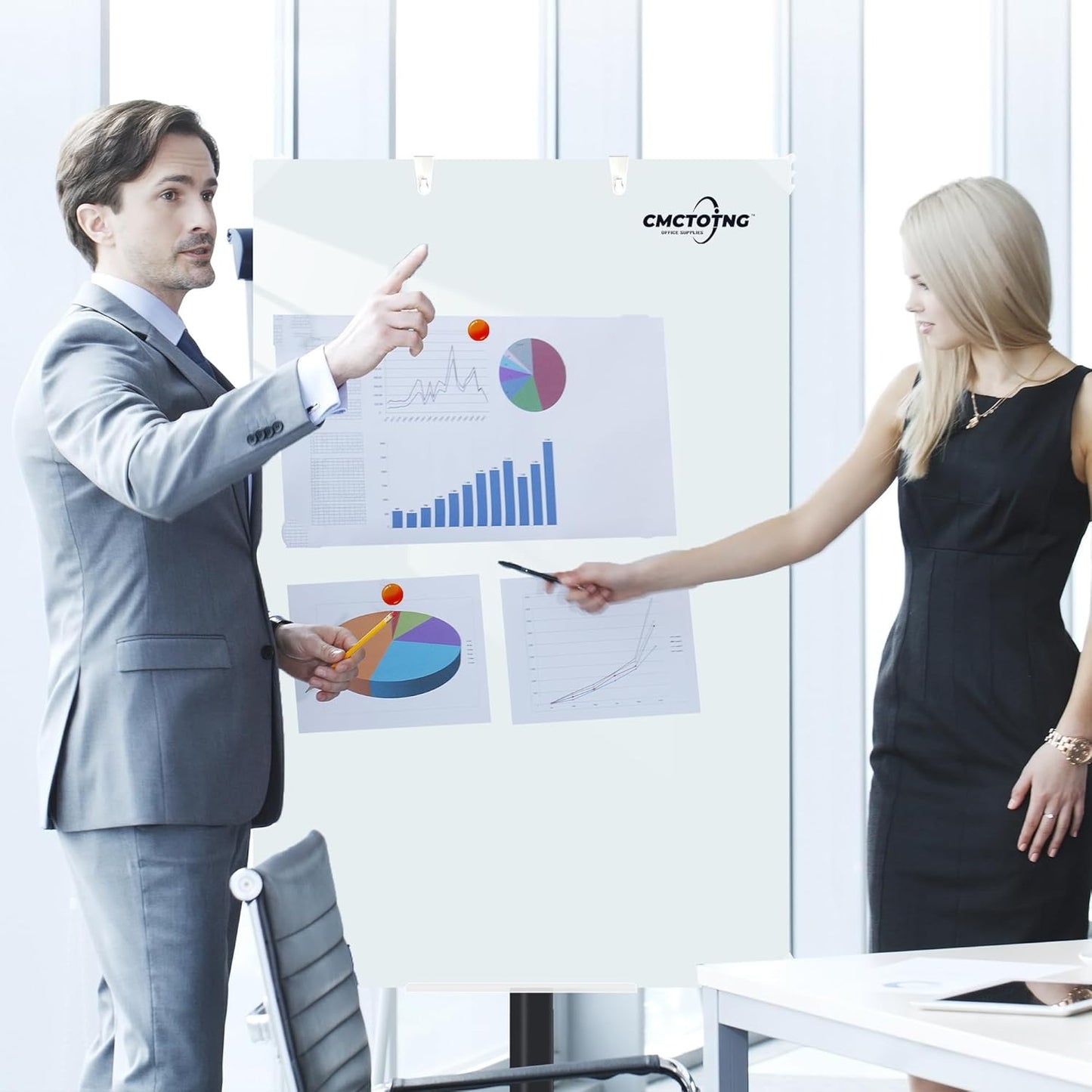 Rolling Magnetic Tempered Glass Whiteboard Frameless Dry Erase Board Wall Mounted Ideal for Office Classroom and Home Use Durable Whiteboard Glass Surface (28'' X 40'')