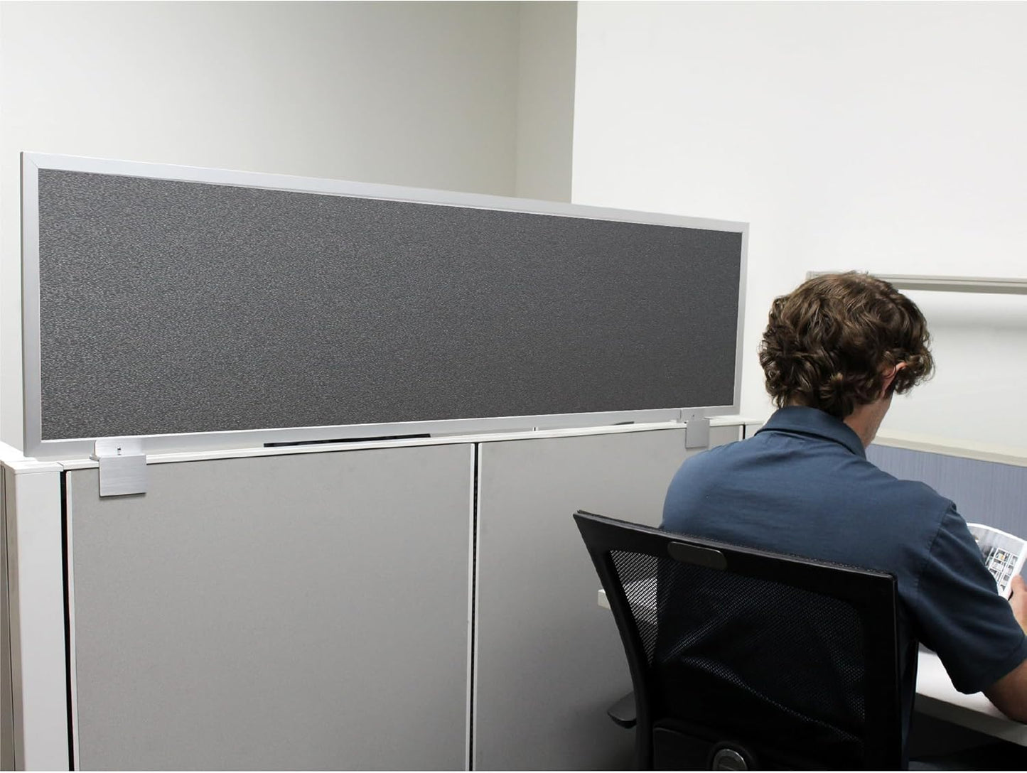 OBEX Acoustical Cubicle Privacy Screen Extender Desk Panel & Office Divider, Add Separation & Block Noise, 18" x 48", Graphite