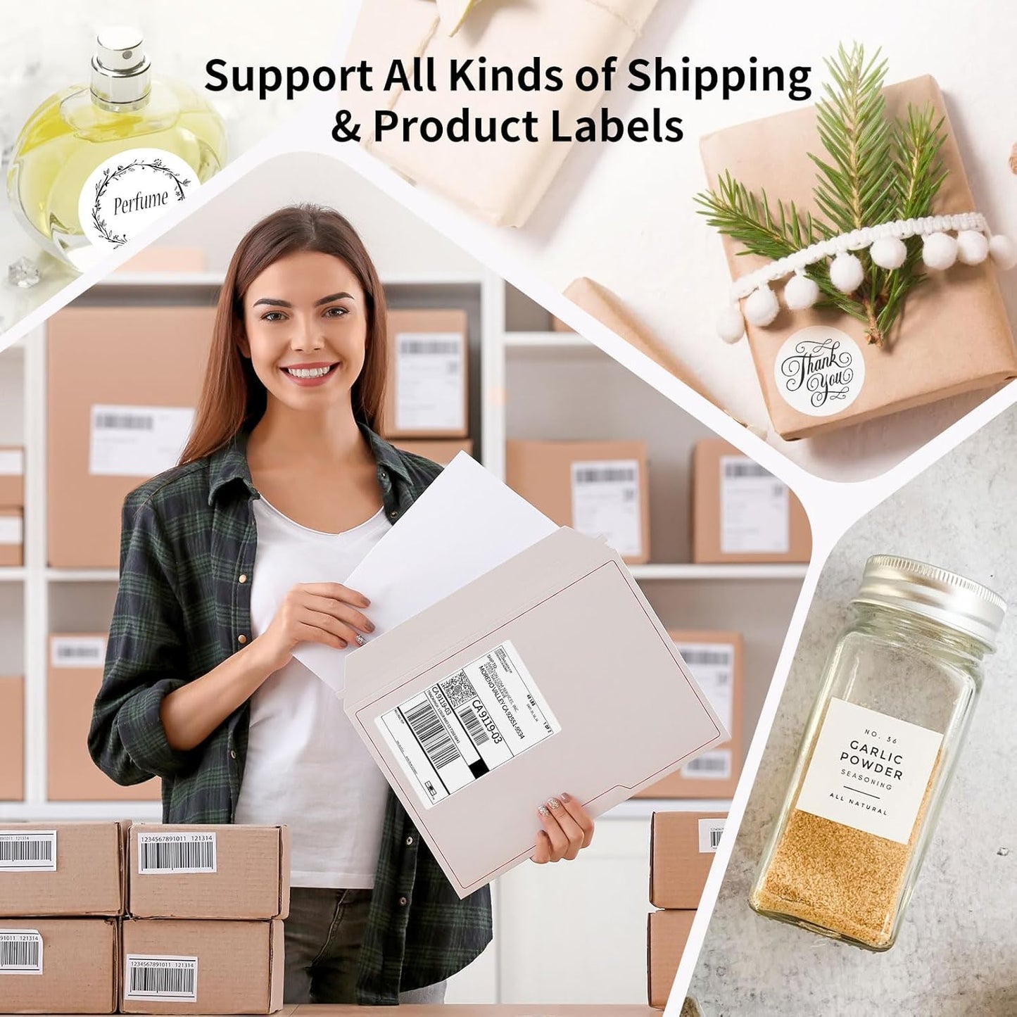 Bluetooth Thermal Shipping Label Printer, 4X6 Inkless Label Machine for iOS, Android, Laptop, Wireless Printer for Small Business, Compatible with Amazon, UPS, Shopify, Pink