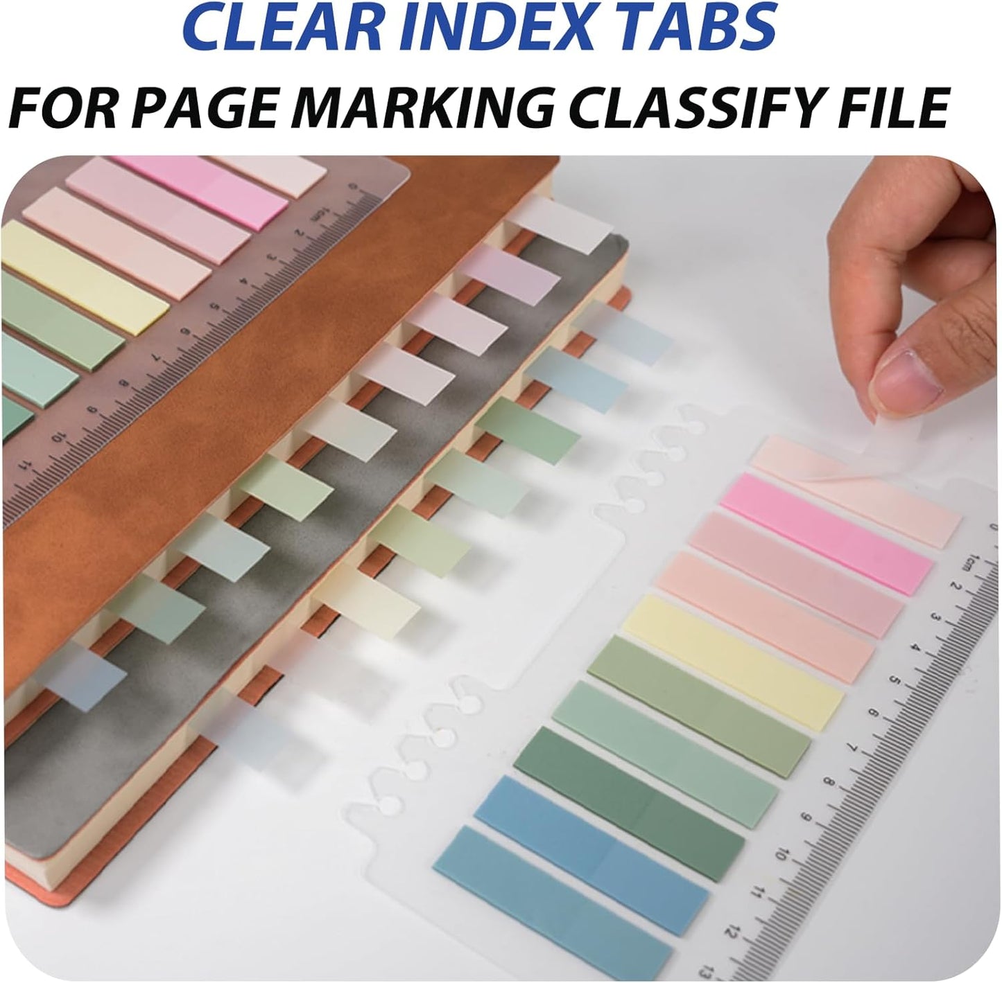 Transparent Sticky Notes with Sticky Index Tabs, Tecolu 【5X The Sticking Power】 Clear Sticky Notes Sets, Waterproof & See-Through PET Sticky Note, Translucent Sticky Note Pad