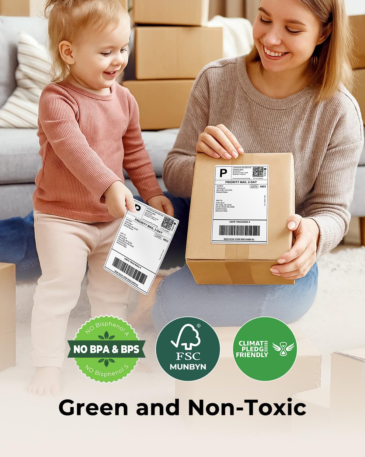 MUNBYN 4"x6" Direct Thermal Printer Label, Shipping Labels Compatible with Rollo, Jadens, Nelko, DYMO 4XL 1744907,1755120, 220 Sheets/Roll