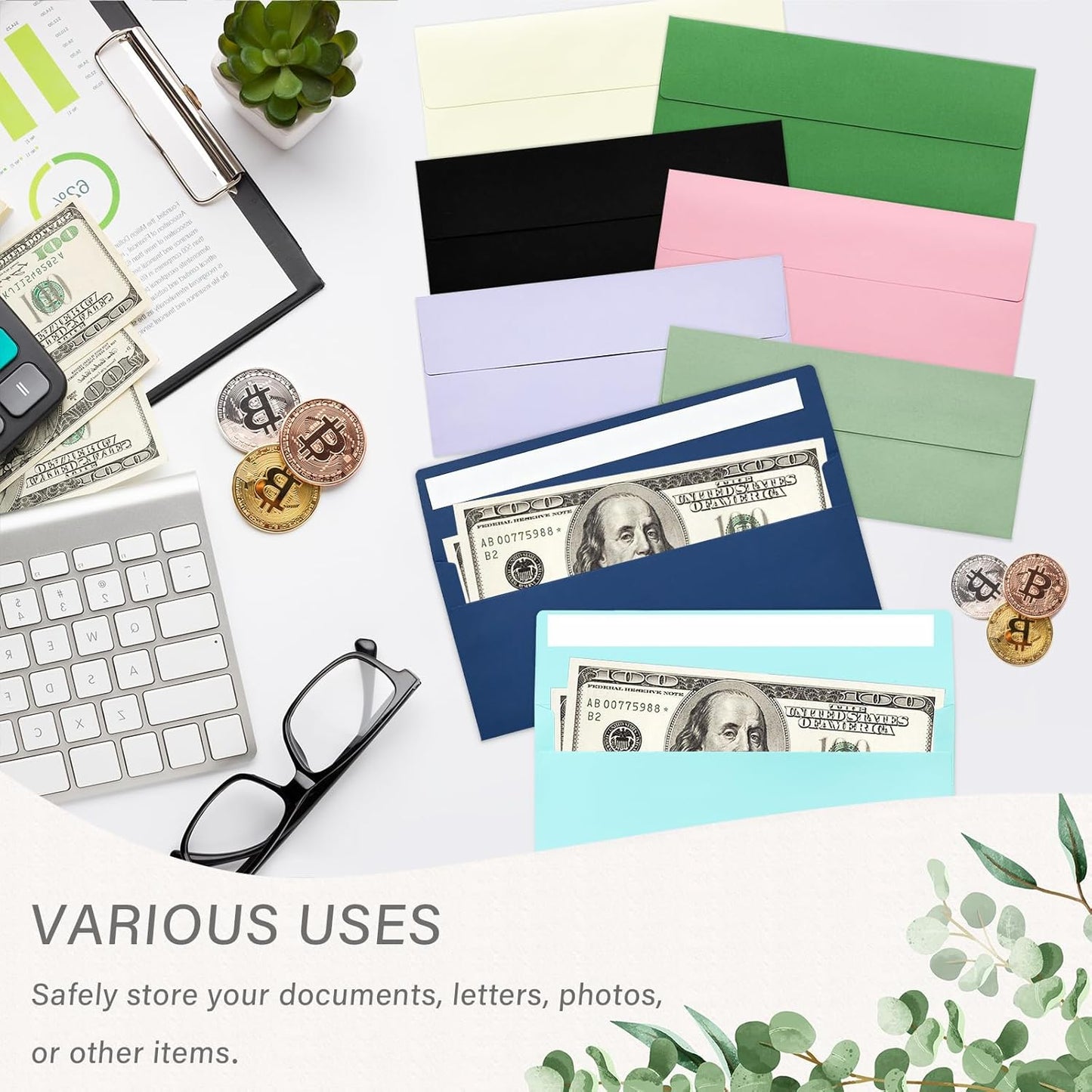 100 Pack #10 Business Envelopes, Self Seal Standard Sage Green Envelopes for Secure Business & Legal Mailing, Office, Checks, Letter, Invoices, 4 1/8 x 9 1/2 Inches