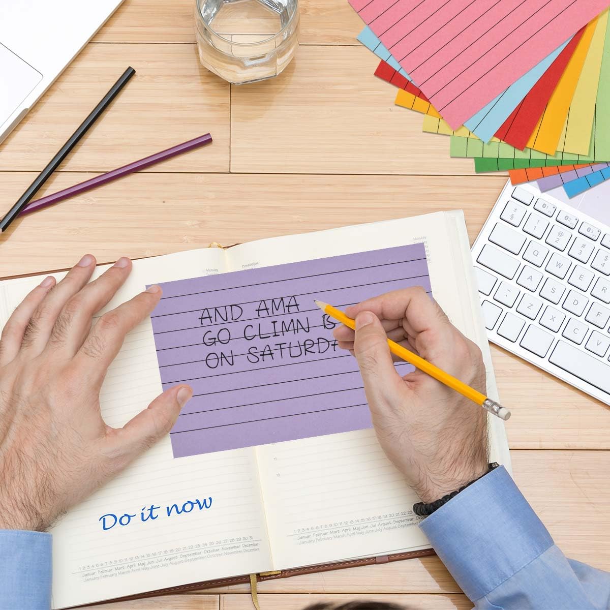 OBTANIM 400 Count 4 x 6 Inch Index Cards Assorted Colors Ruled Index Flash Cards for Studying Taking Note Office Home and School Daily Recording