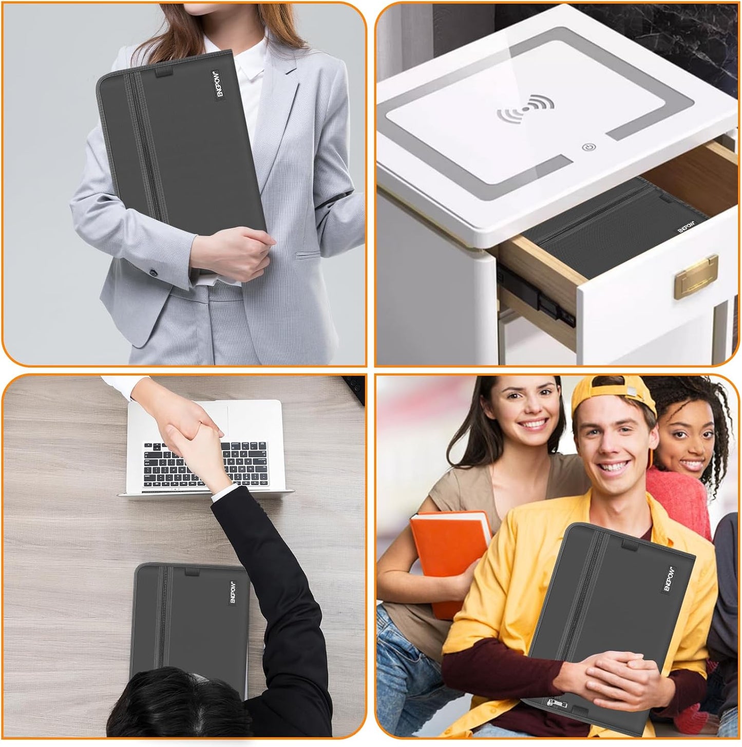 ENGPOW Accordion File Organizer,Fireproof 13 Pockets Expanding File Folder,Document Organizer Folder with Zipper&Labels,Portable Home Travel Safe Storage for Letter A4 Files and More,Gray