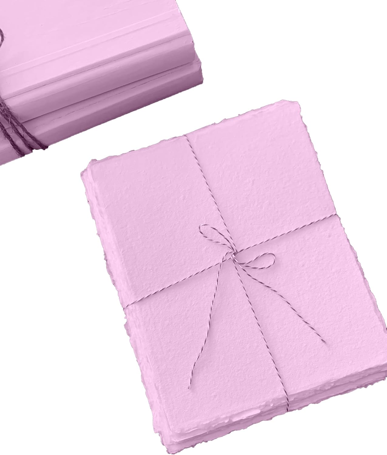 Handmade Cotton Paper with Deckle Edge Recycled Cotton Rag Mixed Media Card Stock for Watercolor, Writers, Invitations, Crafts (Baby Pink Color, 8x8 inch, 150gsm, 50 Pack)