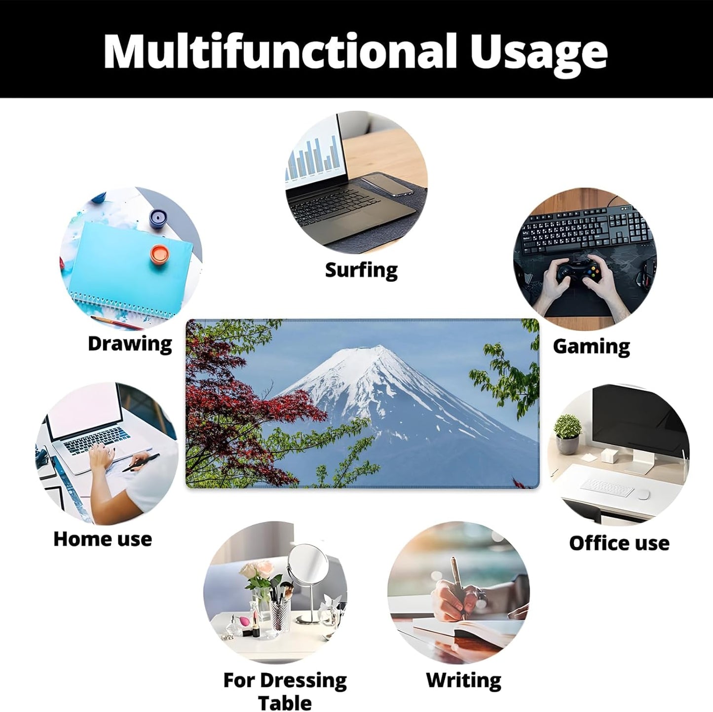 Banana Pattern Gaming Mouse Pad Gifts 31.5" x 11.8", Non-Slip Rubber Base MousePads for Computers Laptop School Office Home Accessories Decor, Mouse Pad, Keyboard Desk Mat