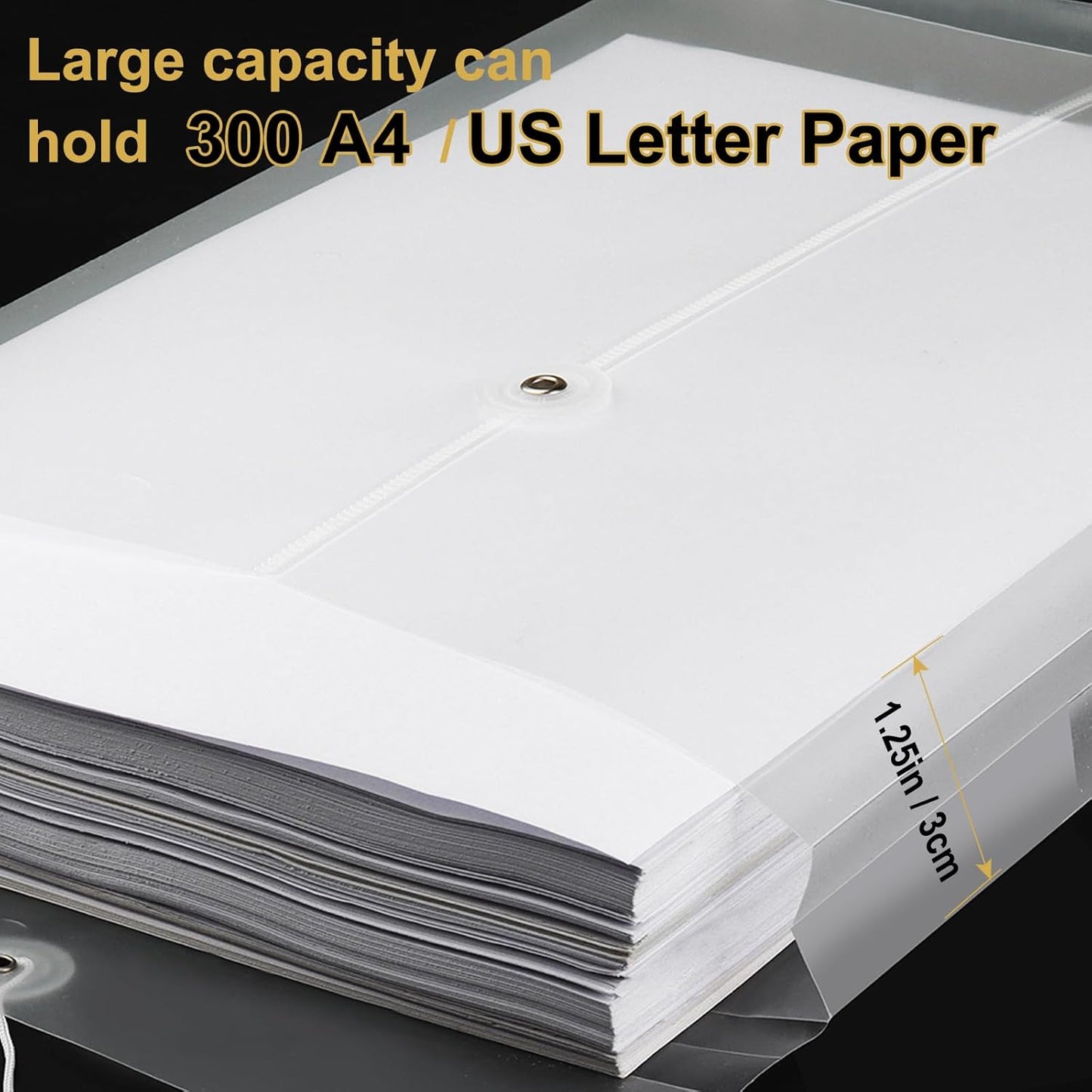 24 Pack Clear Plastic Envelopes with String Closure,A4/US Letter Size,Poly Reusable File Folders Project with1-1/4"Expansion,Paper Documents Organizer for Home, Office and School.