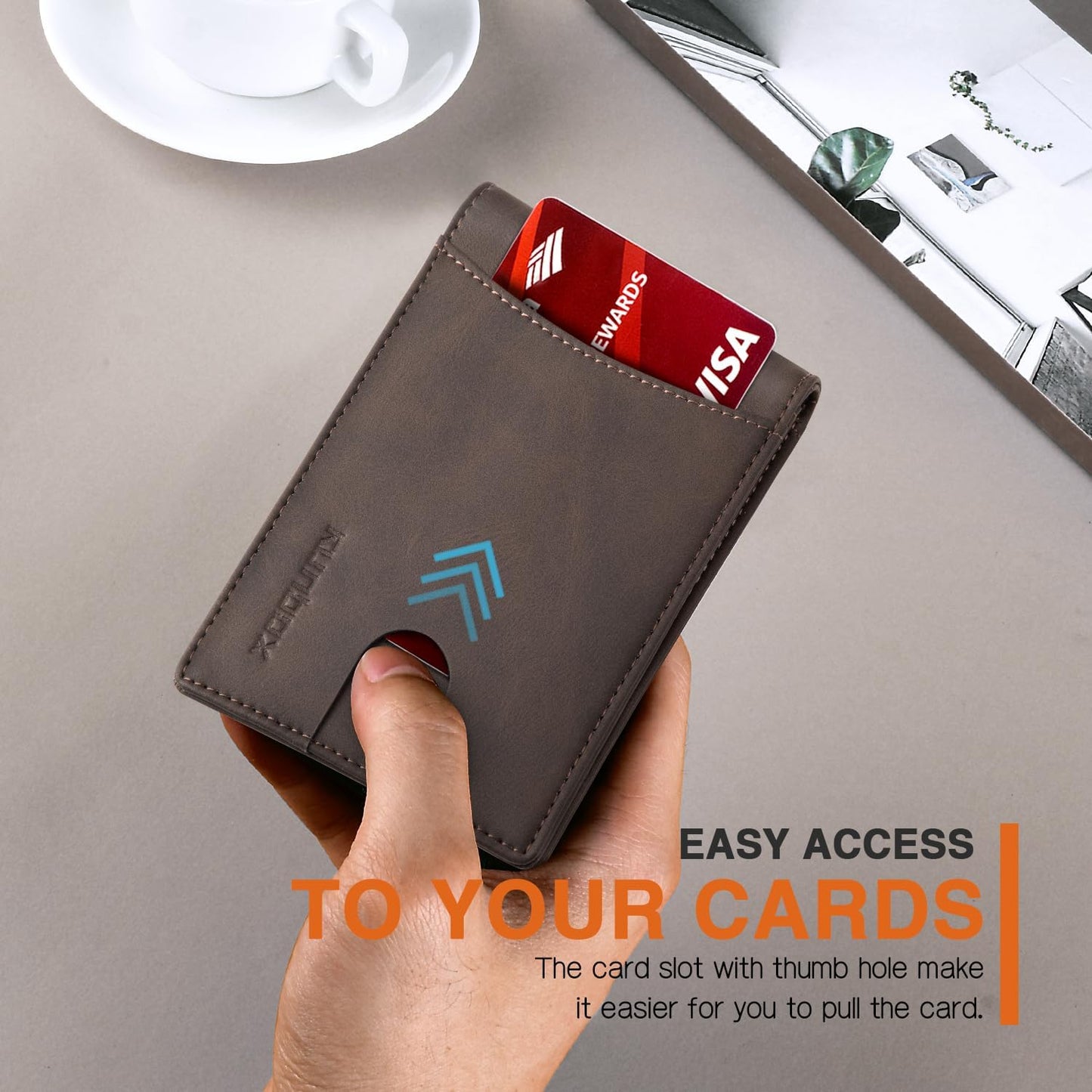 Slim Money Clip Wallets for Men RFID Blocking 11 Card Holder Minimalist Small Thin Carbon Leather Bifold Mens Front Pocket Wallet Gift Box
