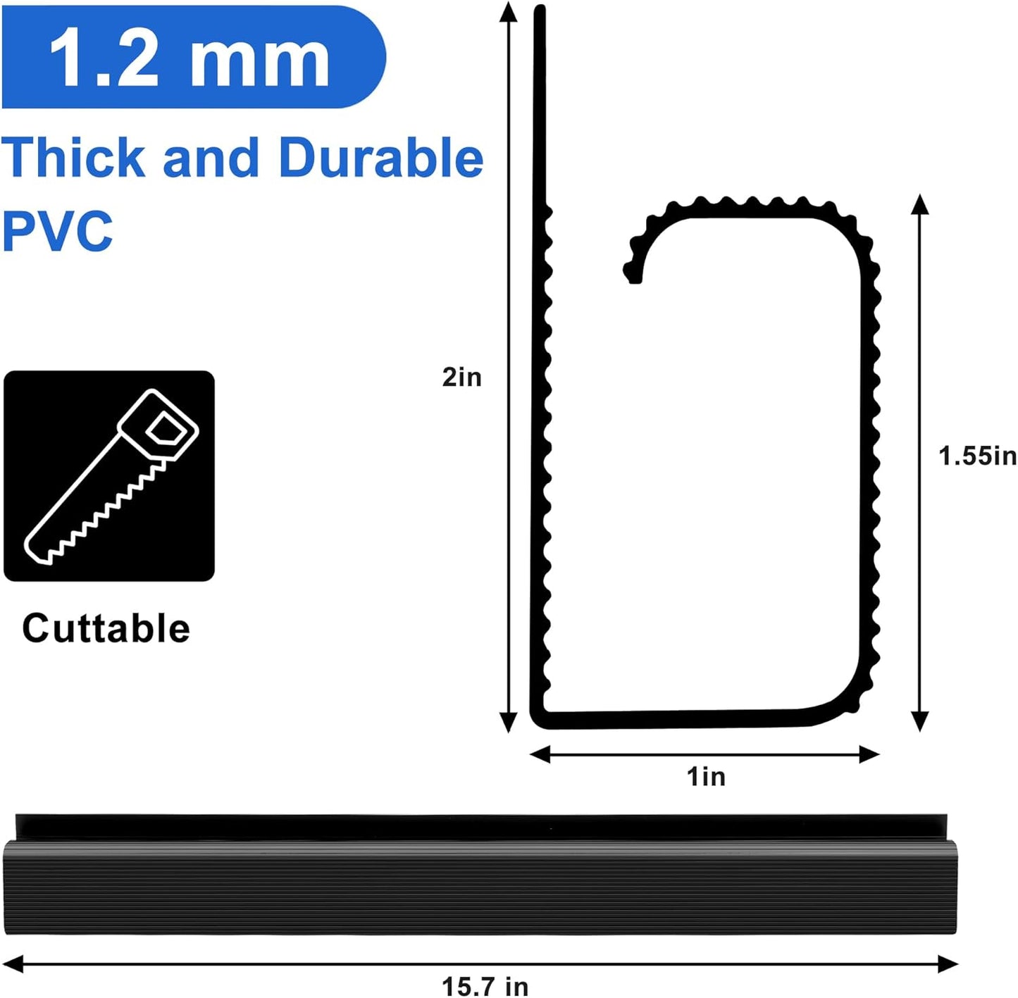 Cable Management Under Desk 94.5in (6X L15.8in) J Channel, ZhiYo Cord Organizer for Desk, Self-Adhesive Cable Organizer, Cord Management Wire Organizers for Cords, Wire Management Cable Raceway Black
